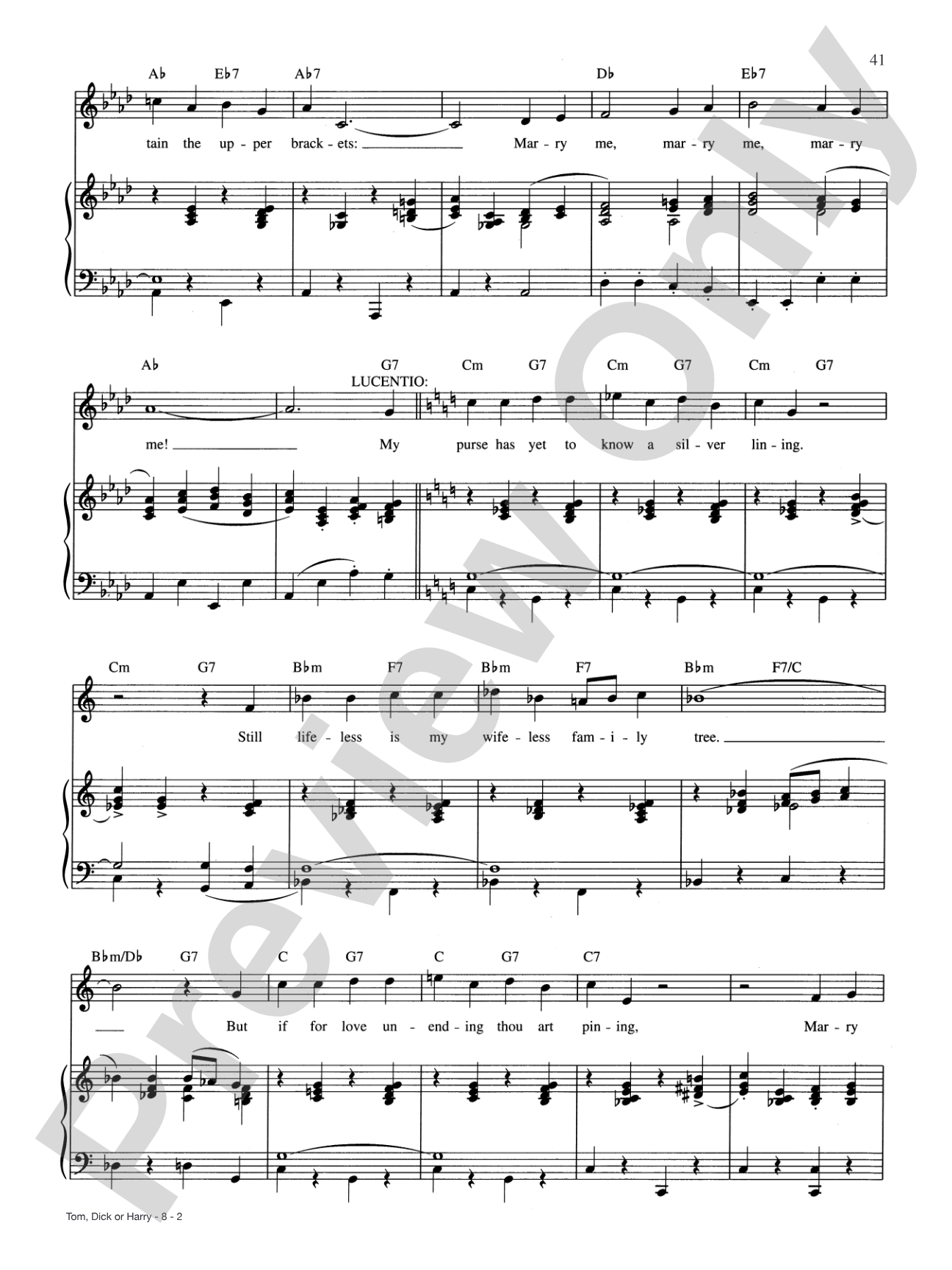 Tom, Dick or Harry: Piano/Vocal/Chords
