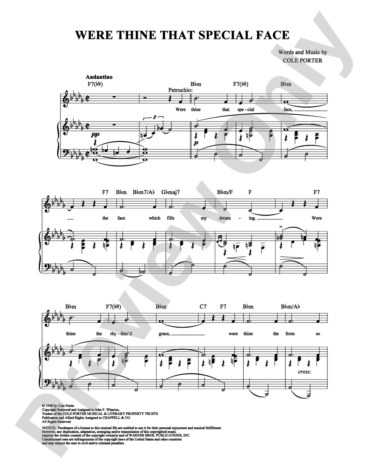 Were Thine That Special Face: Piano/Vocal/Chords Digital Sheet Music