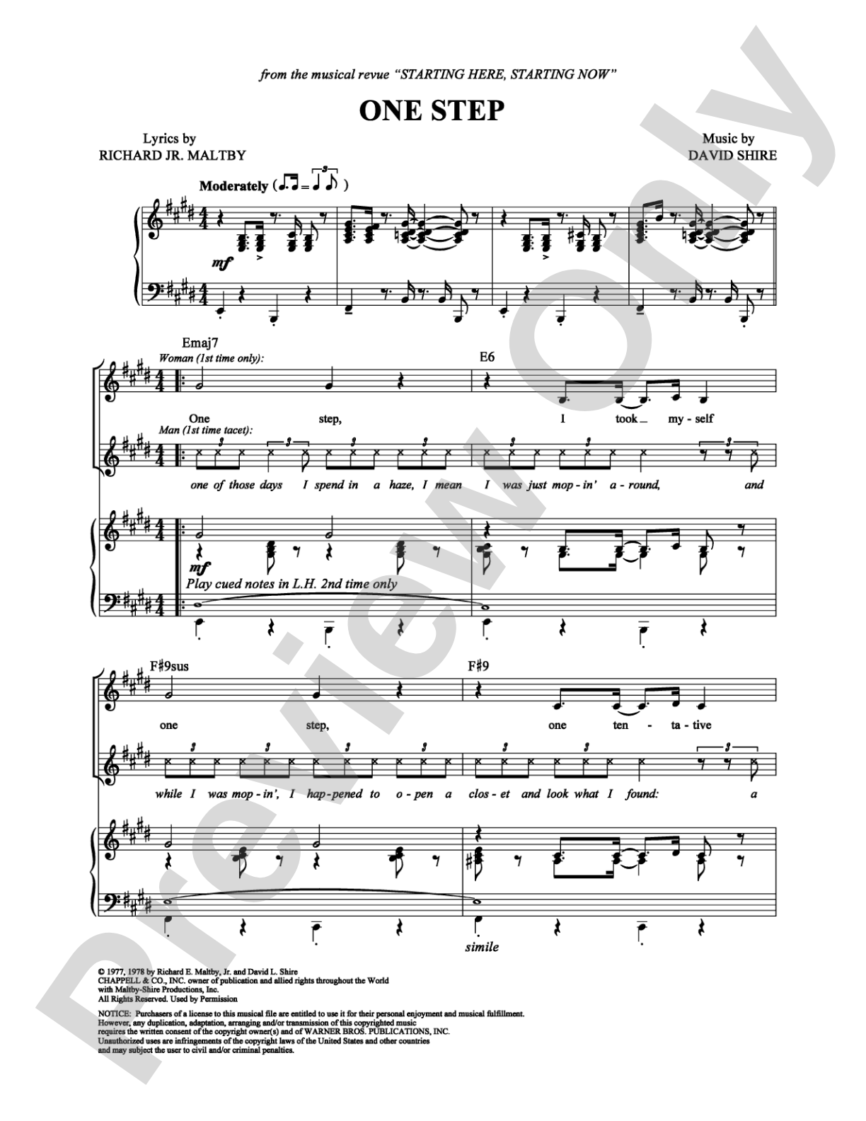 One Step: Piano/Vocal/Chords Digital Sheet Music