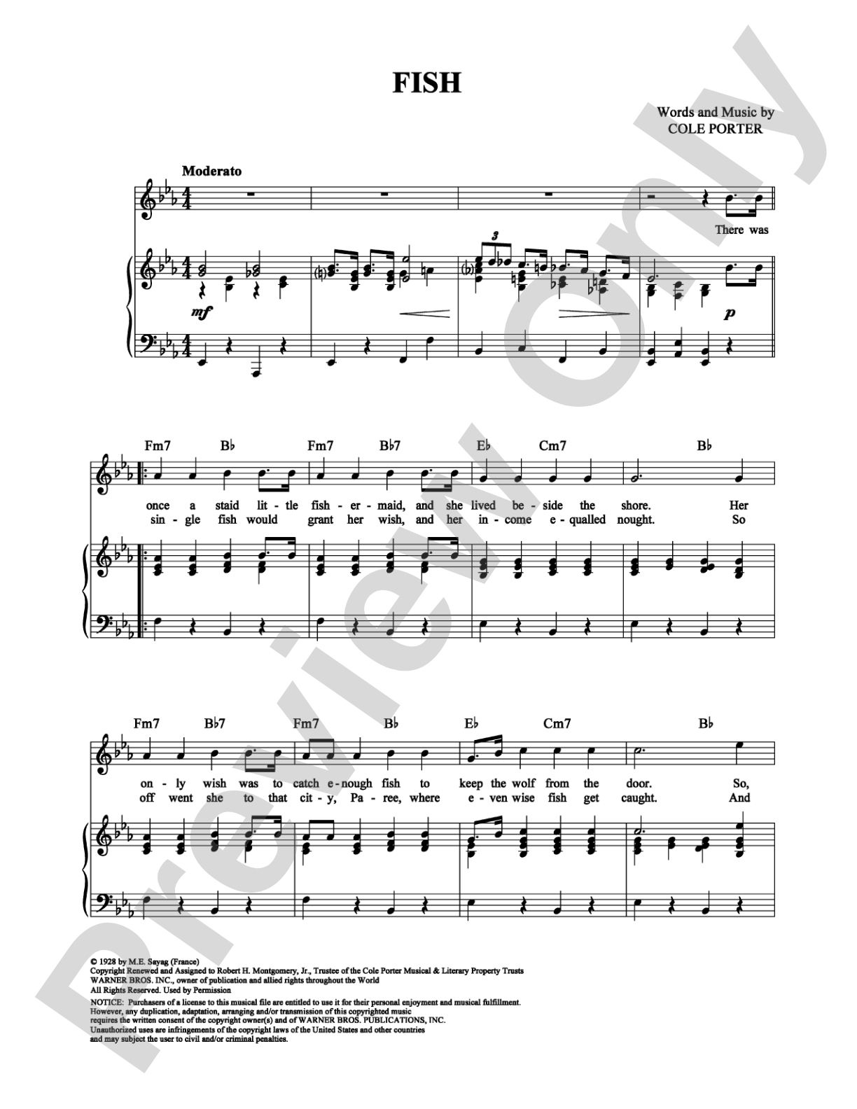 Fish: Piano/Vocal/Chords Digital Sheet Music