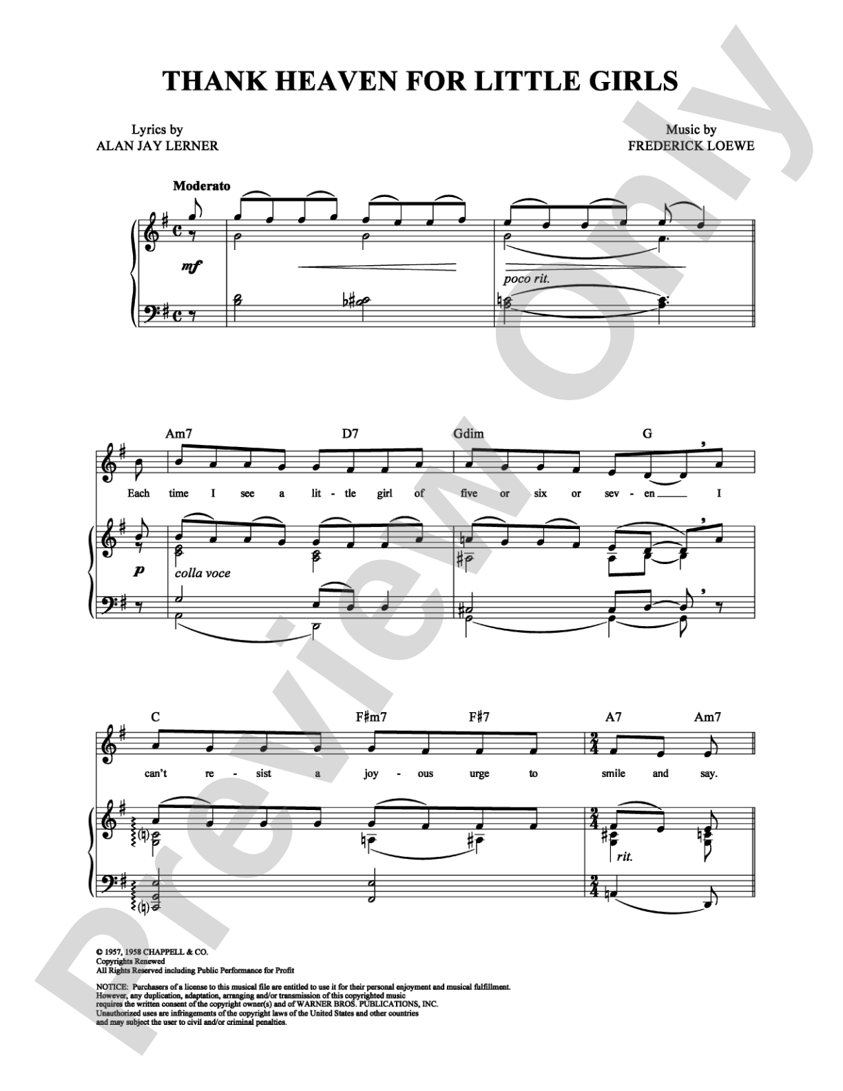 Thank Heaven for Little Girls: Piano/Vocal/Chords Digital Sheet Music
