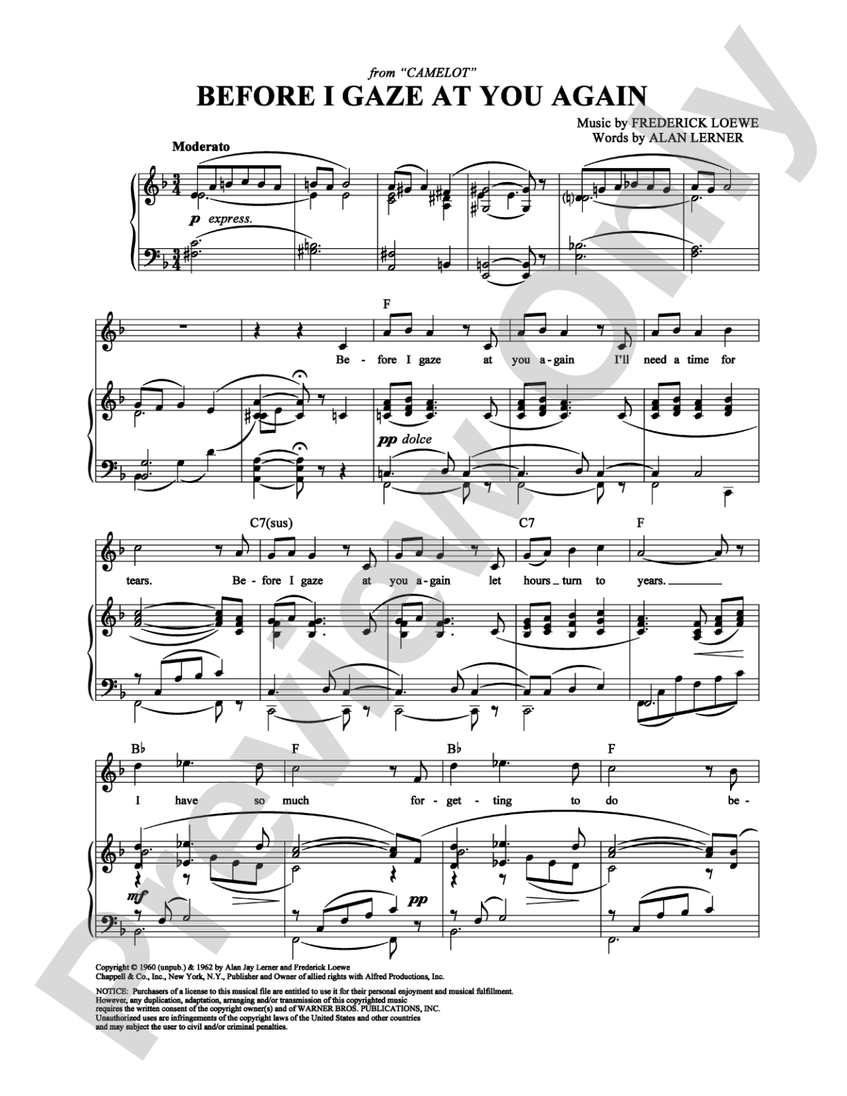 Before I Gaze at You Again: Piano/Vocal/Chords Digital Sheet Music