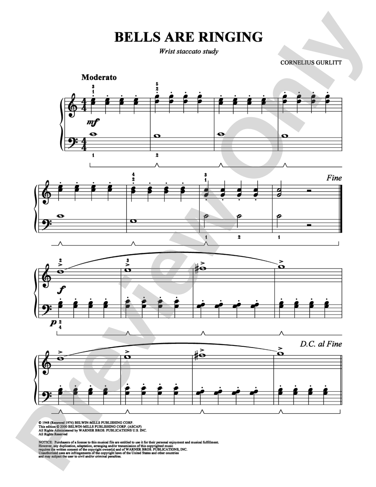 Bells Are Ringing: Easy Piano Digital Sheet Music
