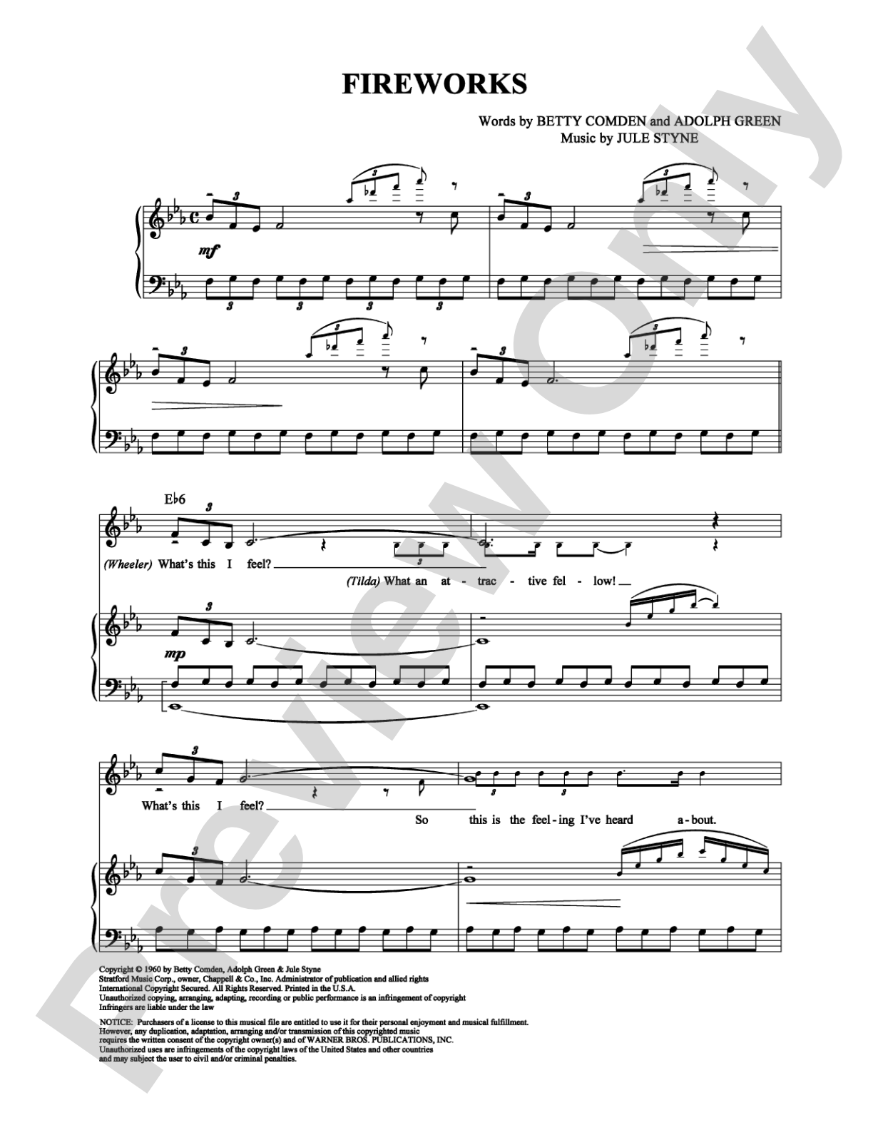 Fireworks: Piano/Vocal/Chords Digital Sheet Music