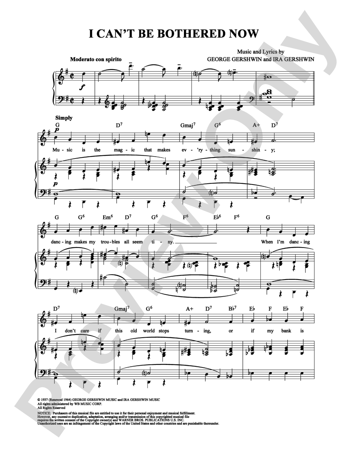 I Can't Be Bothered Now: Piano/Vocal/Chords Digital Sheet Music
