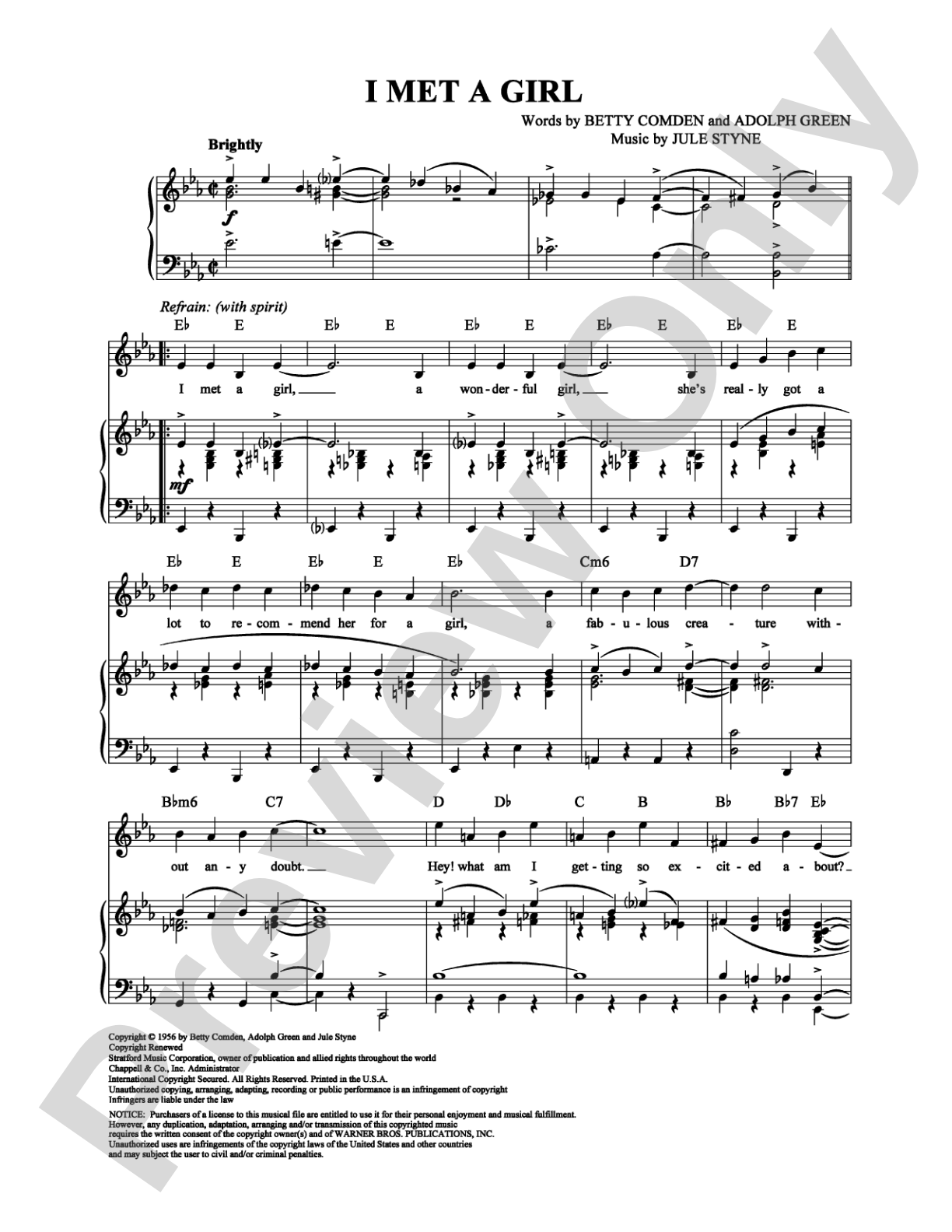 I Met a Girl: Piano/Vocal/Chords Digital Sheet Music