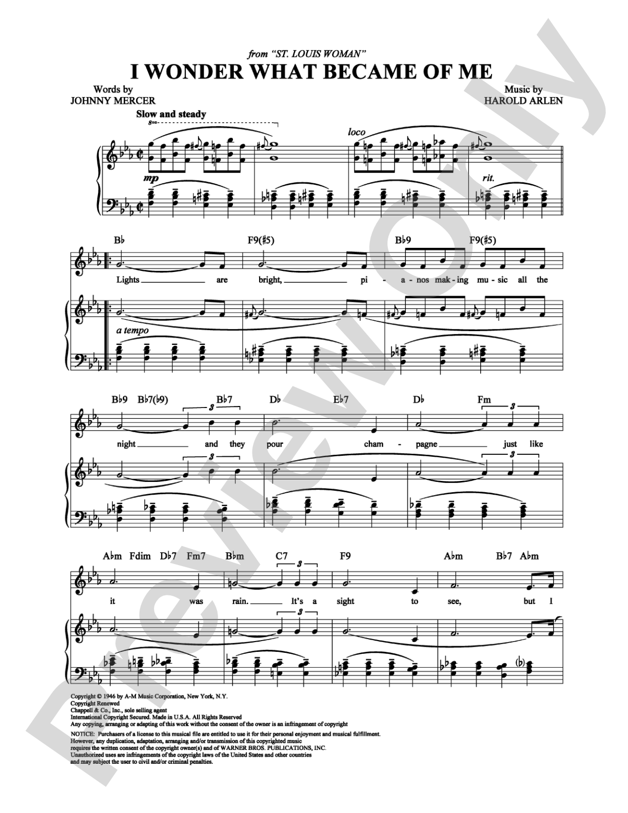 I Wonder What Became of Me: Piano/Vocal/Chords Digital Sheet Music