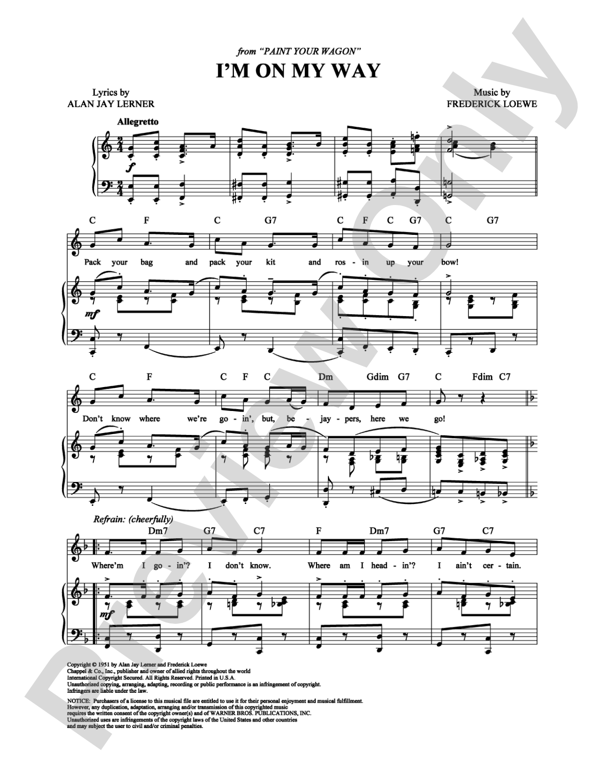 I'm On My Way: Piano/Vocal/Chords Digital Sheet Music