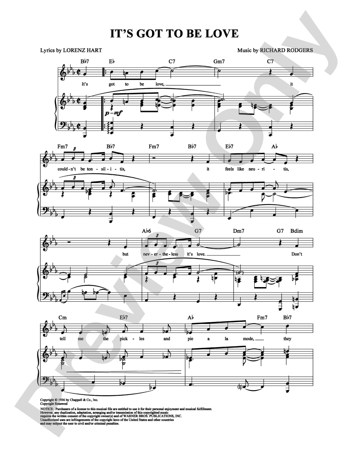 It's Got To Be Love: Piano/Vocal/Chords Digital Sheet Music