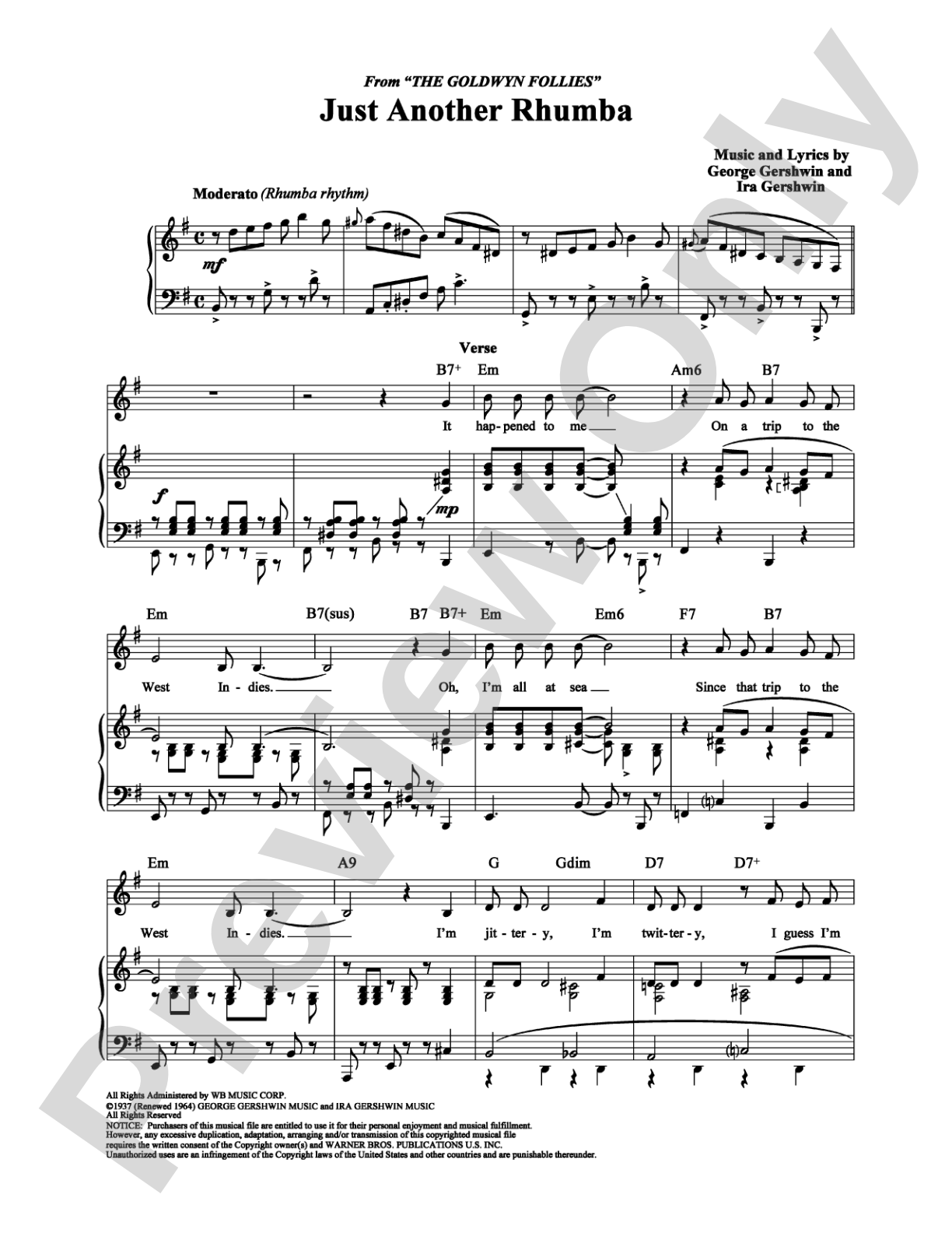 Just Another Rhumba: Piano/Vocal/Chords Digital Sheet Music