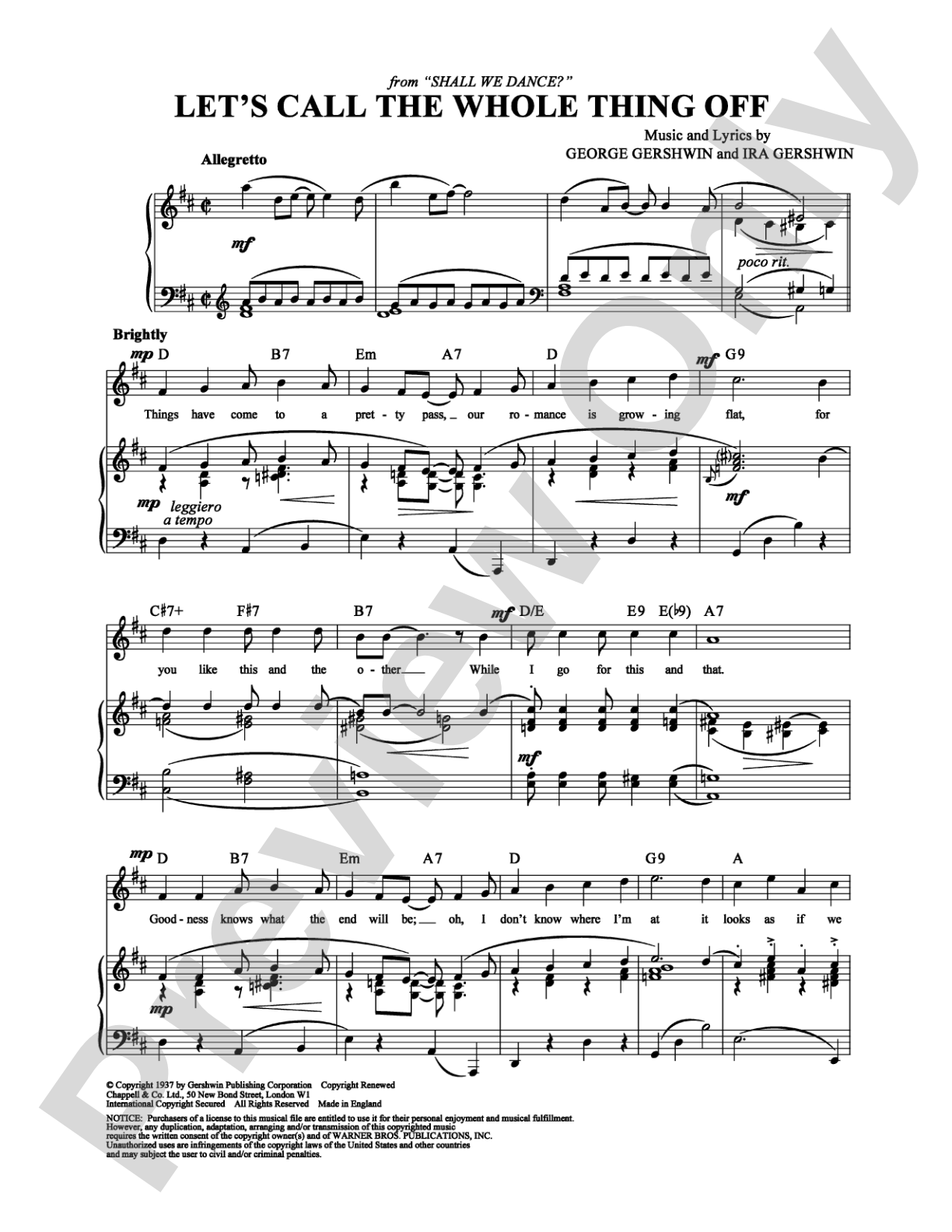 Let's Call the Whole Thing Off: Piano/Vocal/Chords Digital Sheet Music