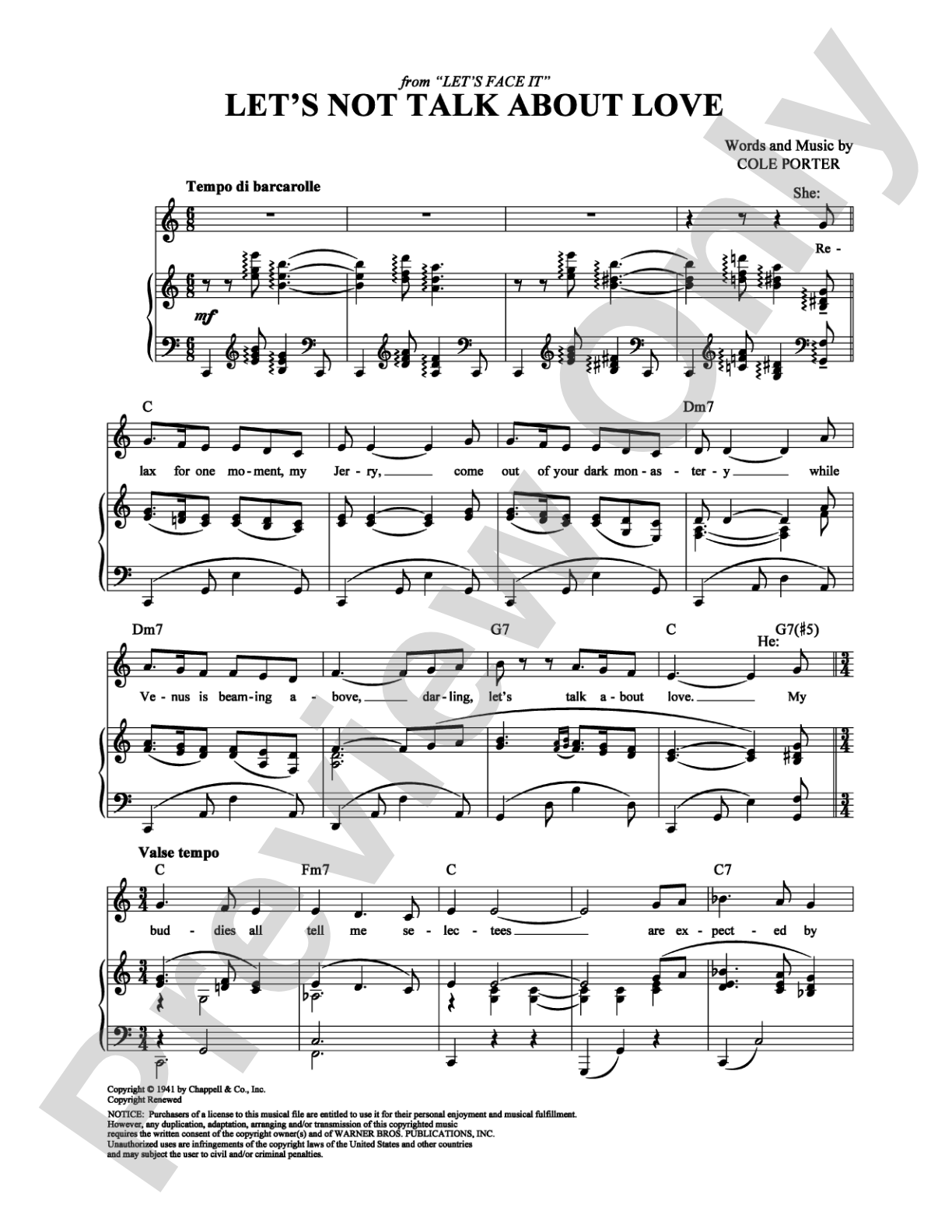 Let's Not Talk About Love: Piano/Vocal/Chords Digital Sheet Music