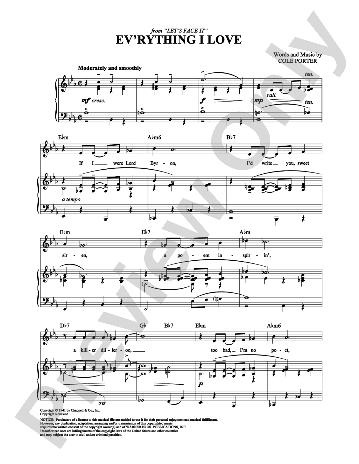 Ev'rything I Love: Piano/Vocal/Chords Digital Sheet Music