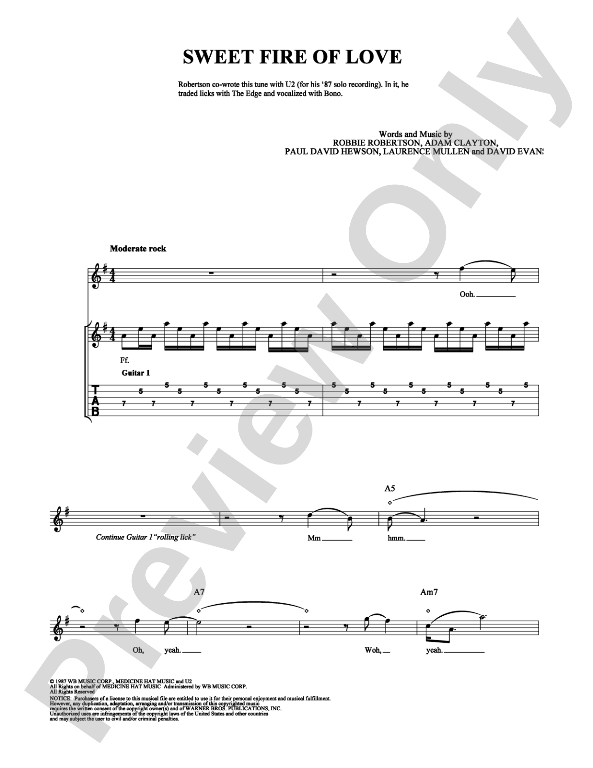 Sweet Fire of Love: Guitar TAB Digital Sheet Music