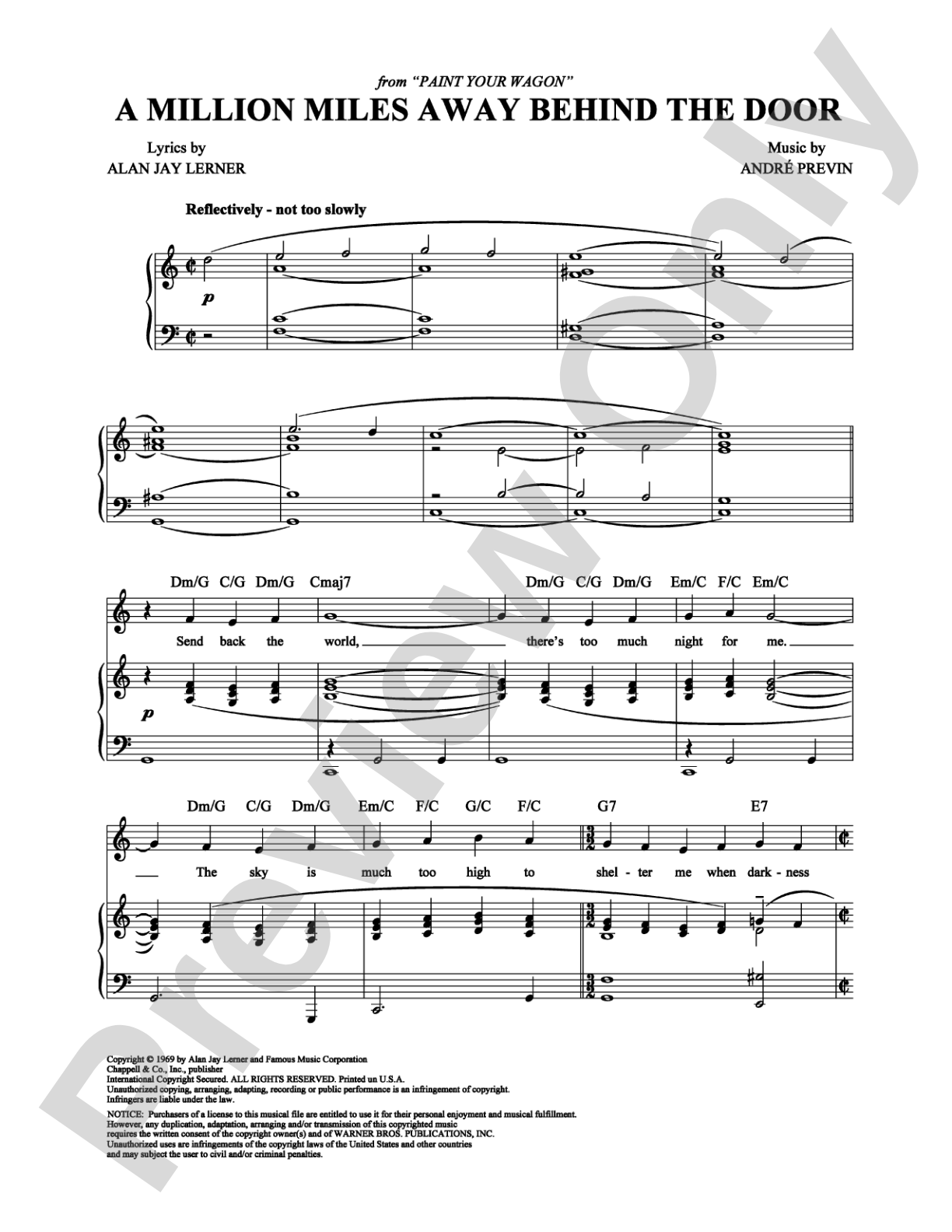 A Million Miles Away Behind The Door: Piano/Vocal/Chords Digital Sheet Music