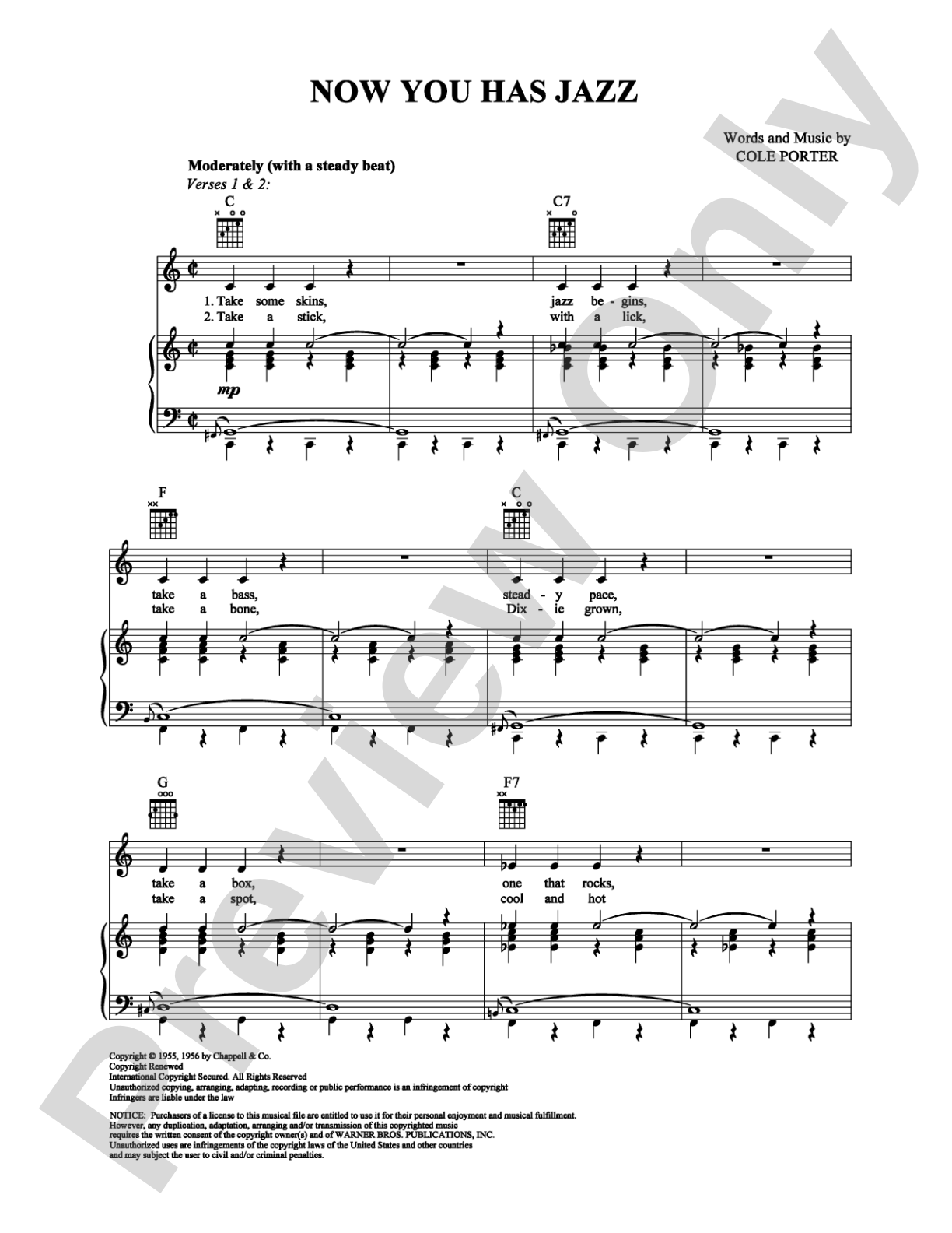 Now You Has Jazz: Piano/Vocal/Chords Digital Sheet Music