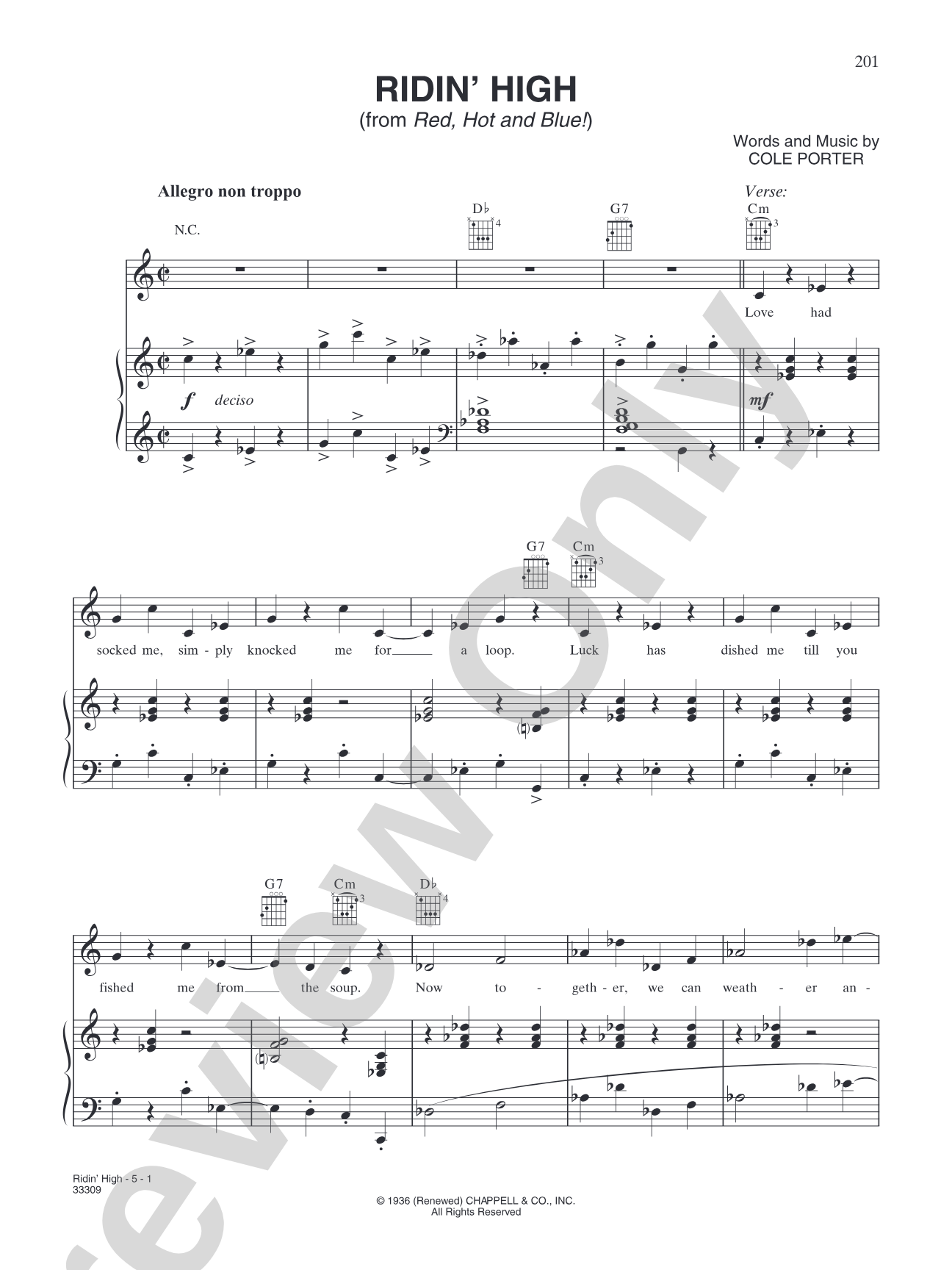 Ridin' High (from "Red, Hot and Blue!" and "High Society"): Piano/Vocal/Chords