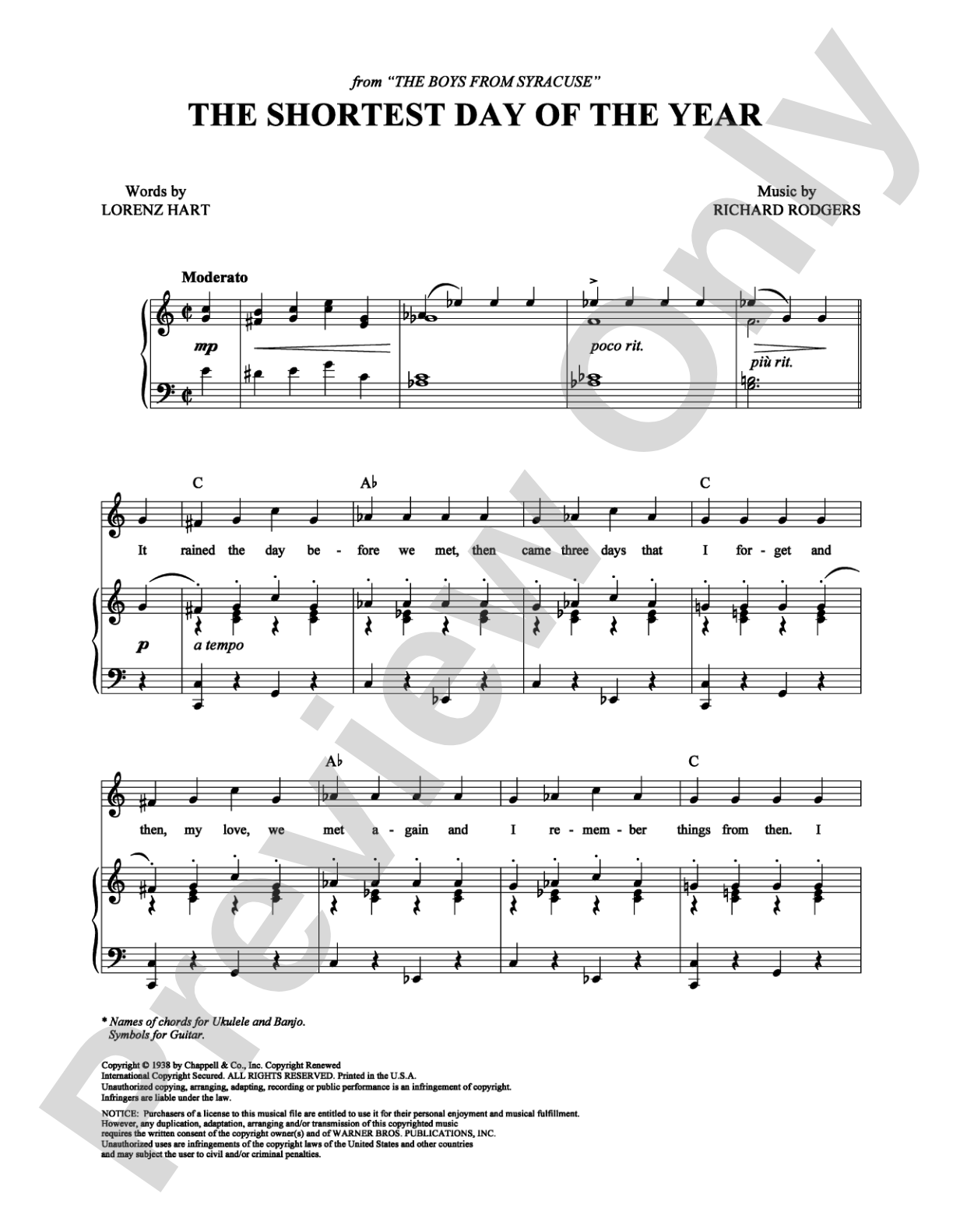 The Shortest Day of the Year: Piano/Vocal/Chords Digital Sheet Music