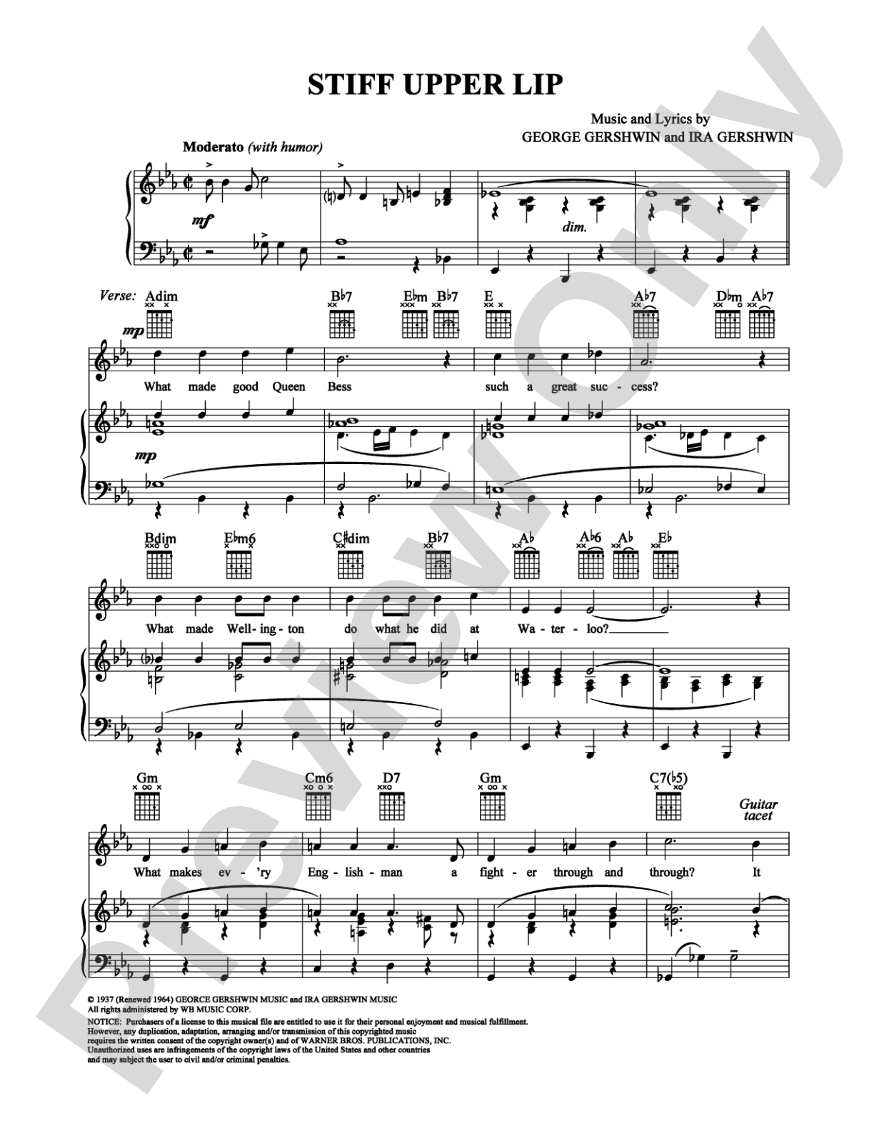 Stiff Upper Lip: Piano/Vocal/Chords Digital Sheet Music