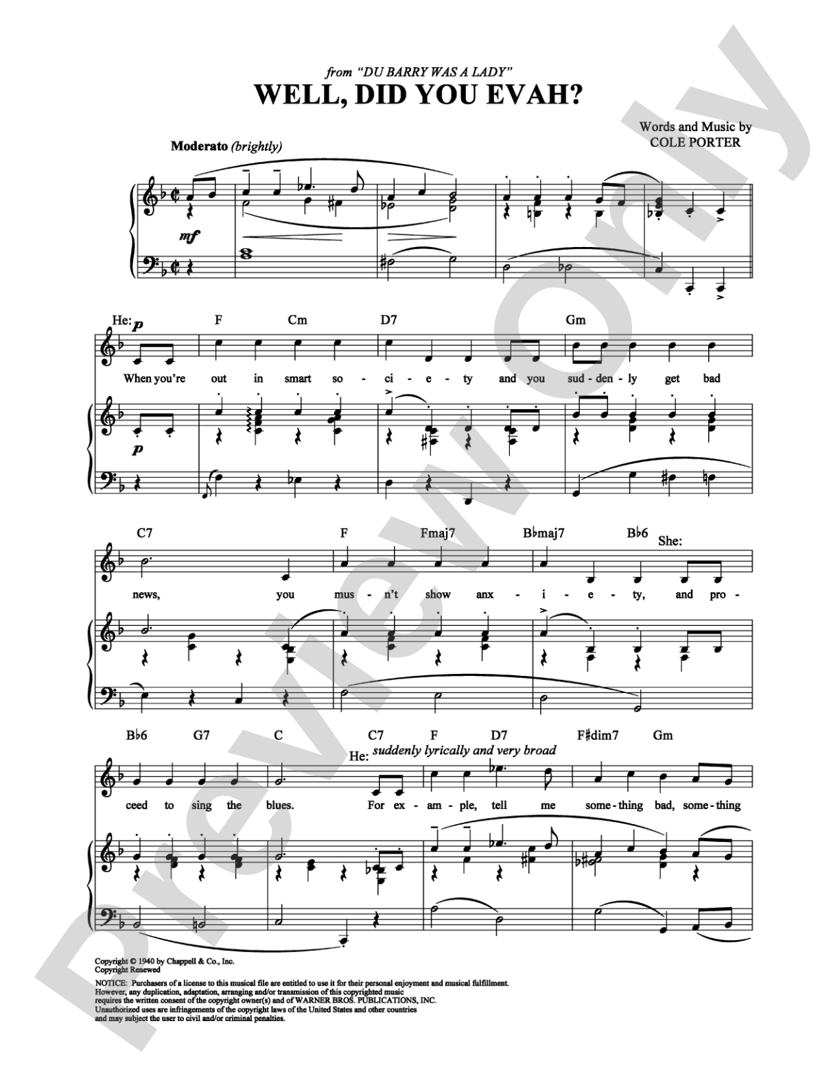 Well, Did You Evah?: Piano/Vocal/Chords Digital Sheet Music