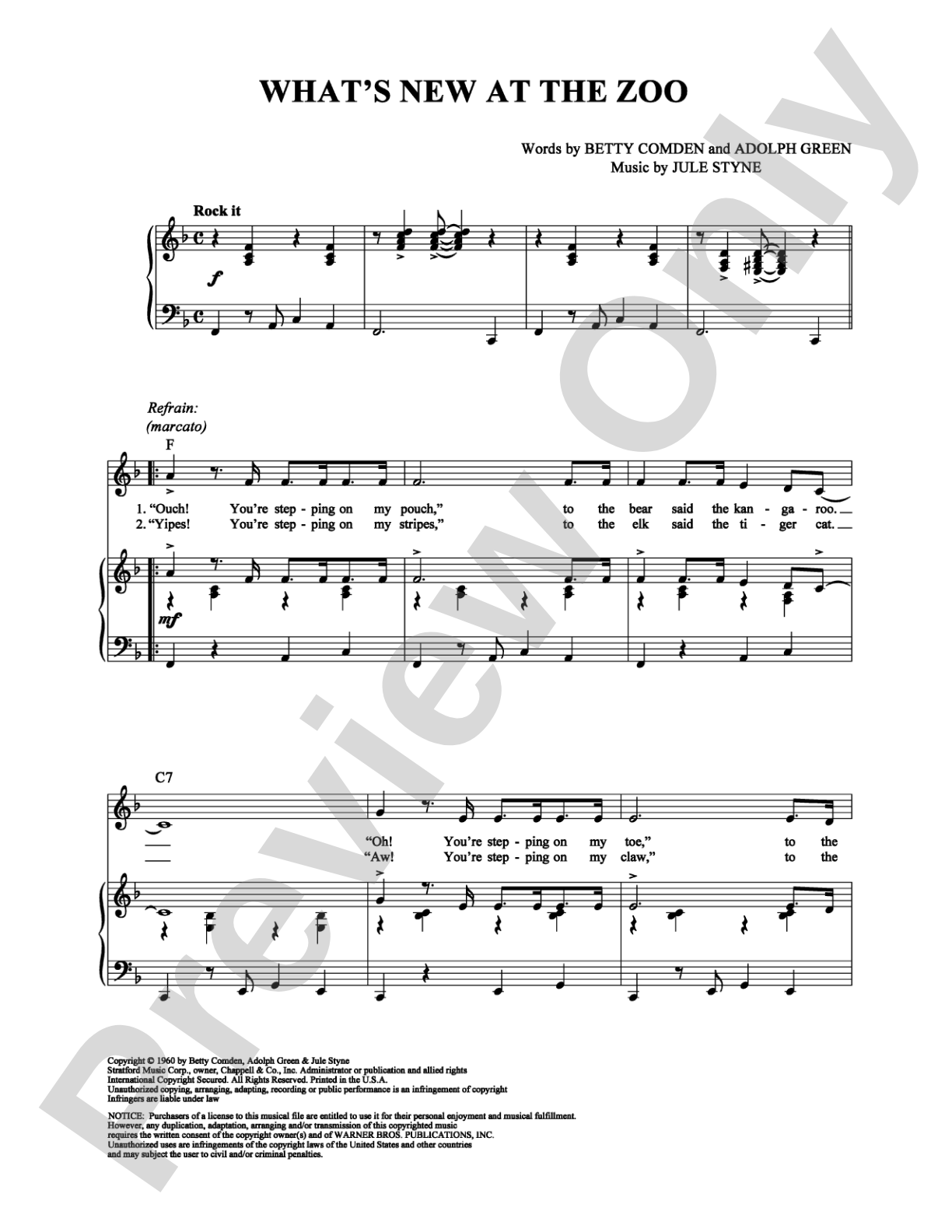 What's New at the Zoo: Piano/Vocal/Chords Digital Sheet Music