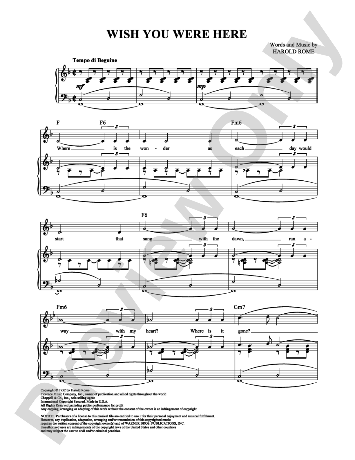 Wish You Were Here: Piano/Vocal/Chords Digital Sheet Music