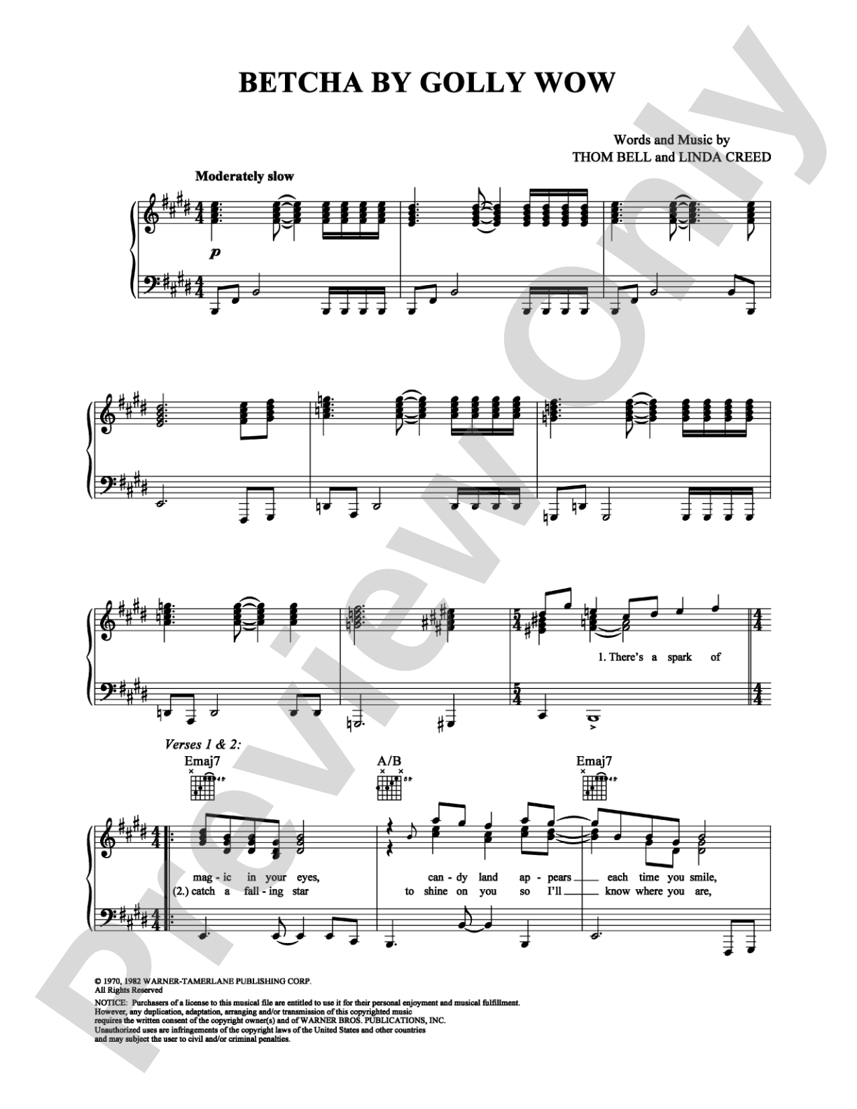 Betcha By Golly Wow: Piano/Vocal/Chords Digital Sheet Music