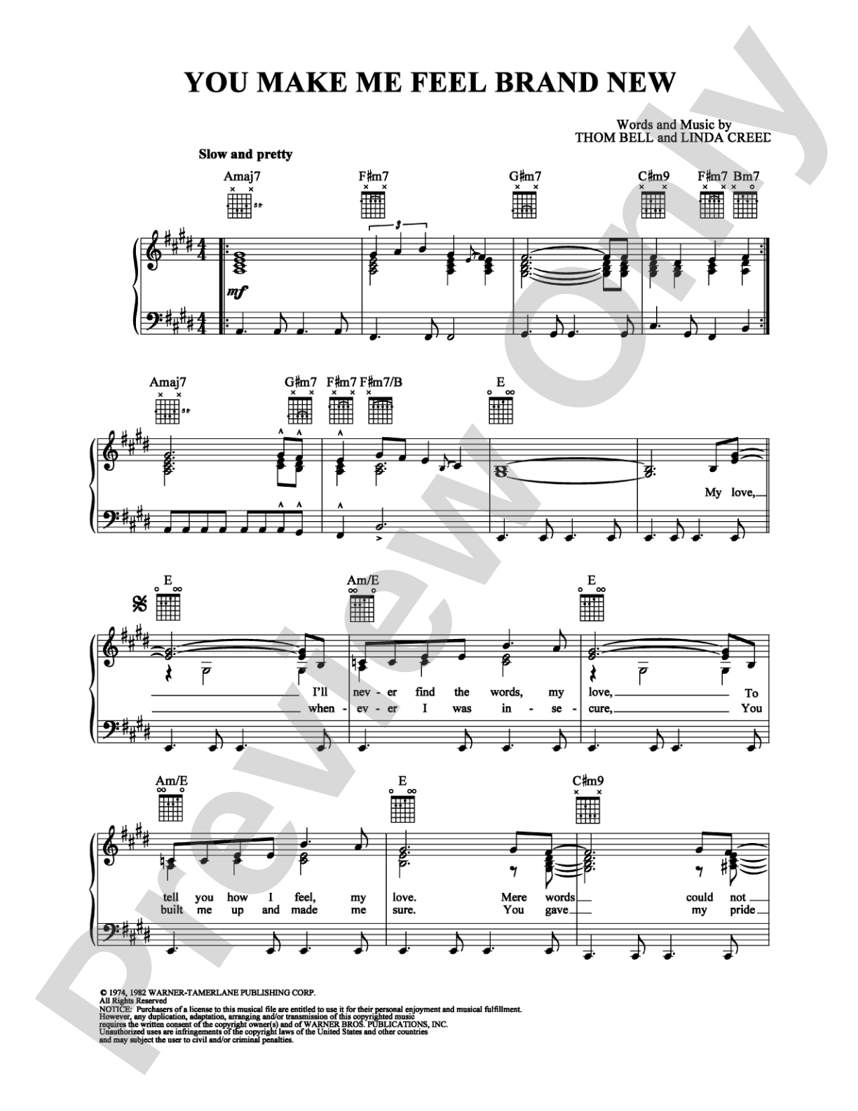 You Make Me Feel Brand New: Piano/Vocal/Chords Digital Sheet Music