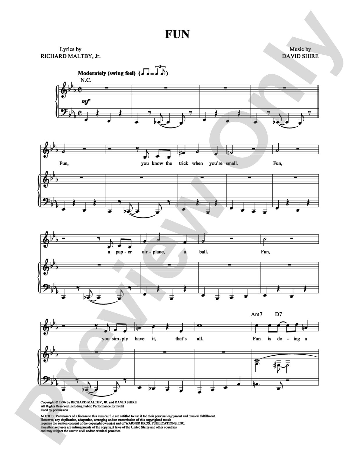 Fun: Piano/Vocal/Chords Digital Sheet Music