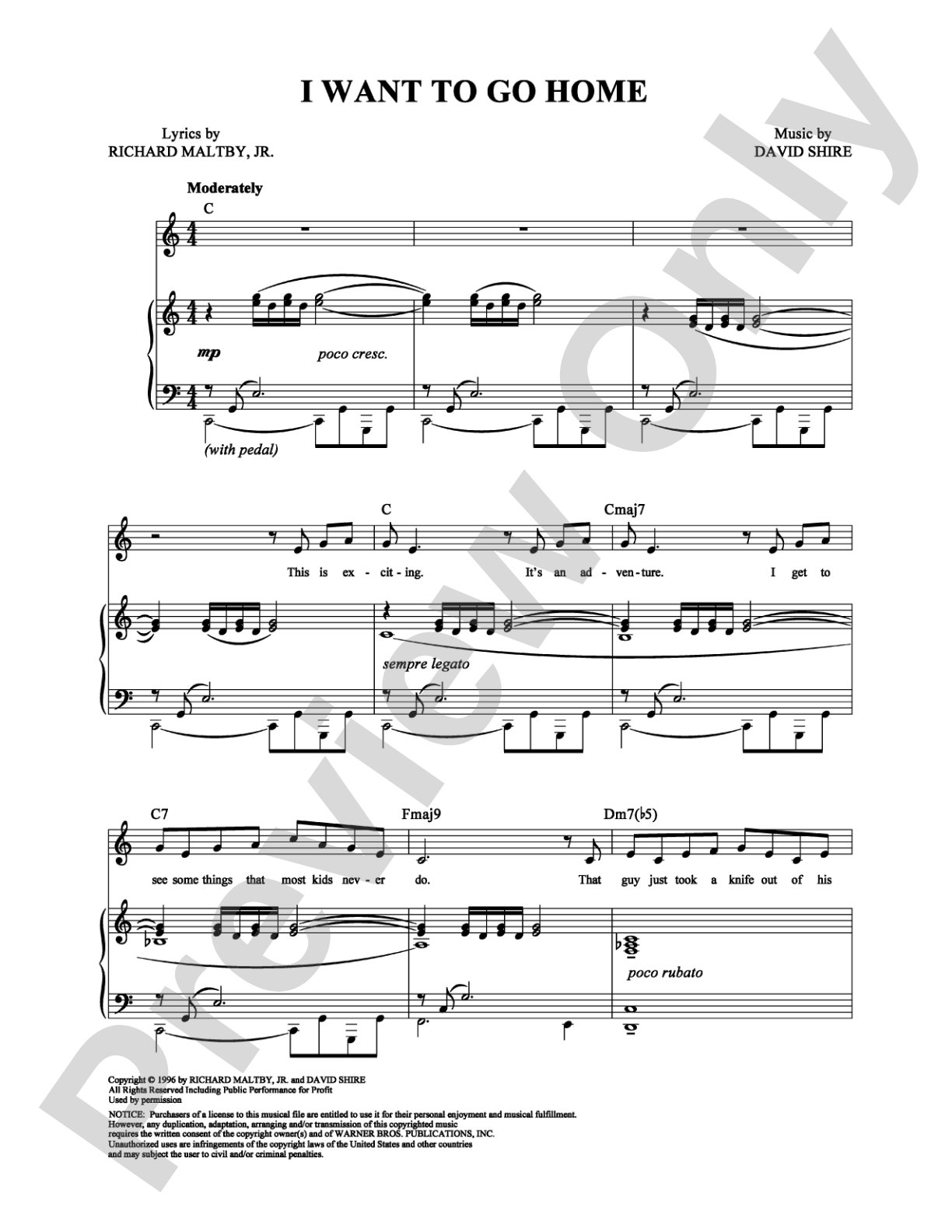 I Want to Go Home: Piano/Vocal/Chords Digital Sheet Music