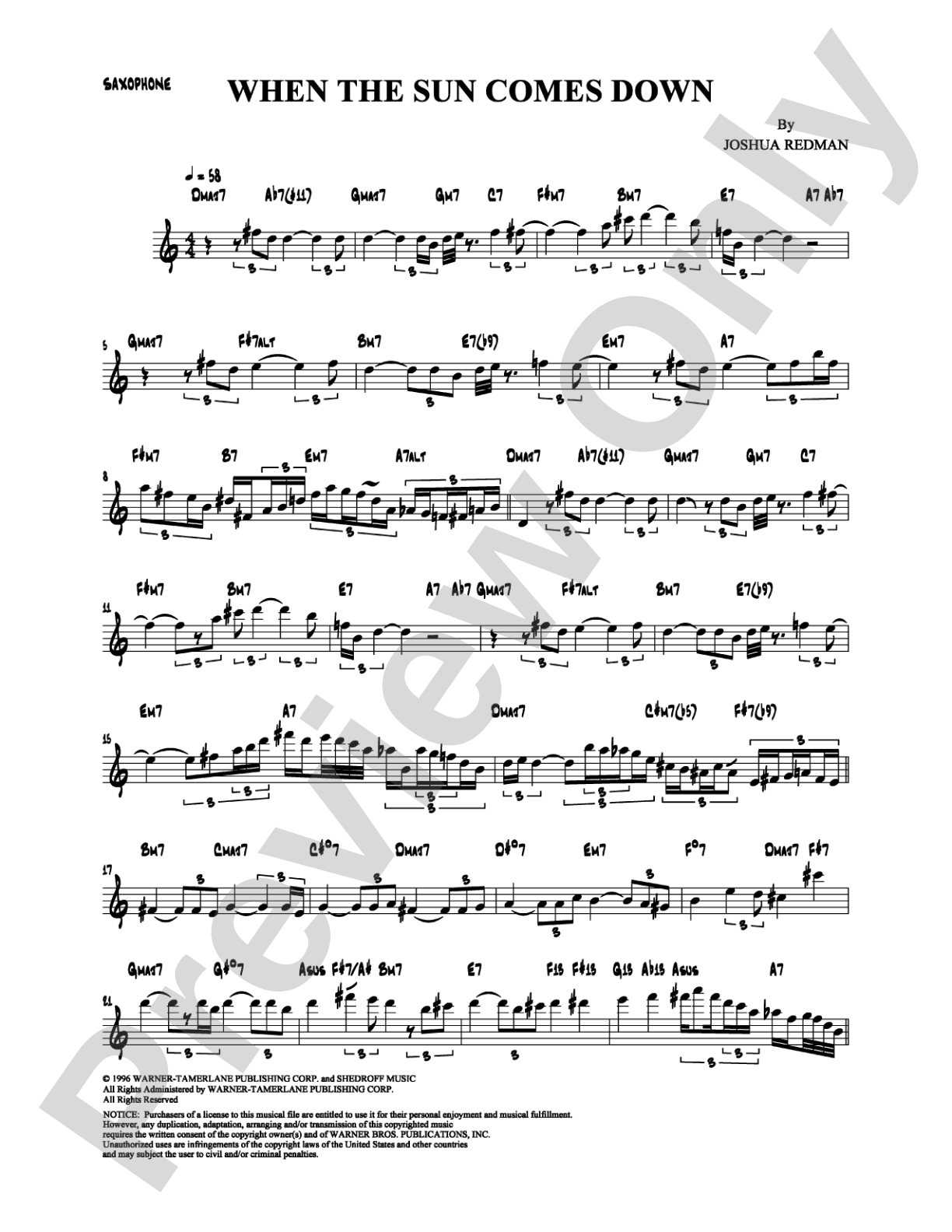 When the Sun Comes Down: Solo & Small Ensemble Digital Sheet Music