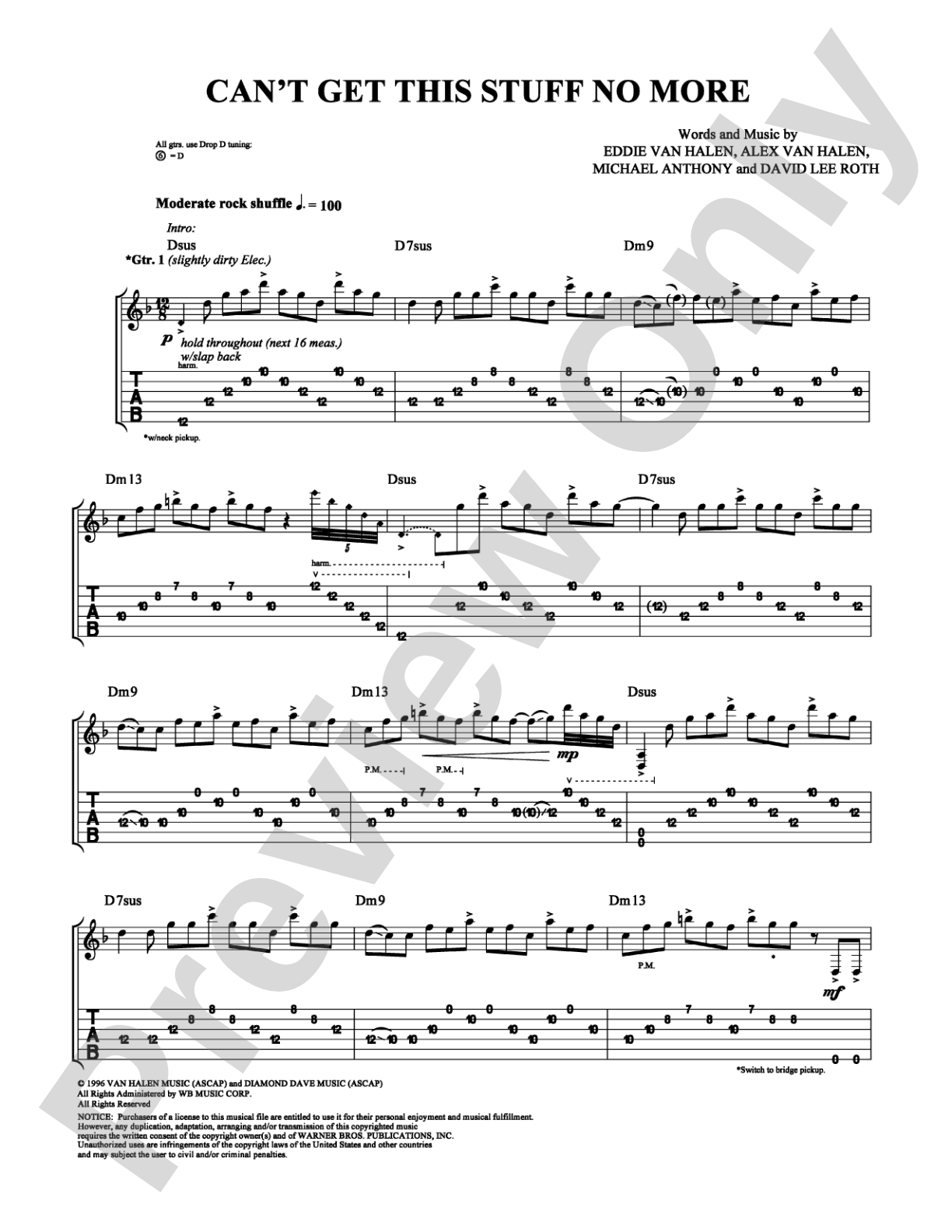 Can't Get This Stuff No More: Guitar TAB Digital Sheet Music