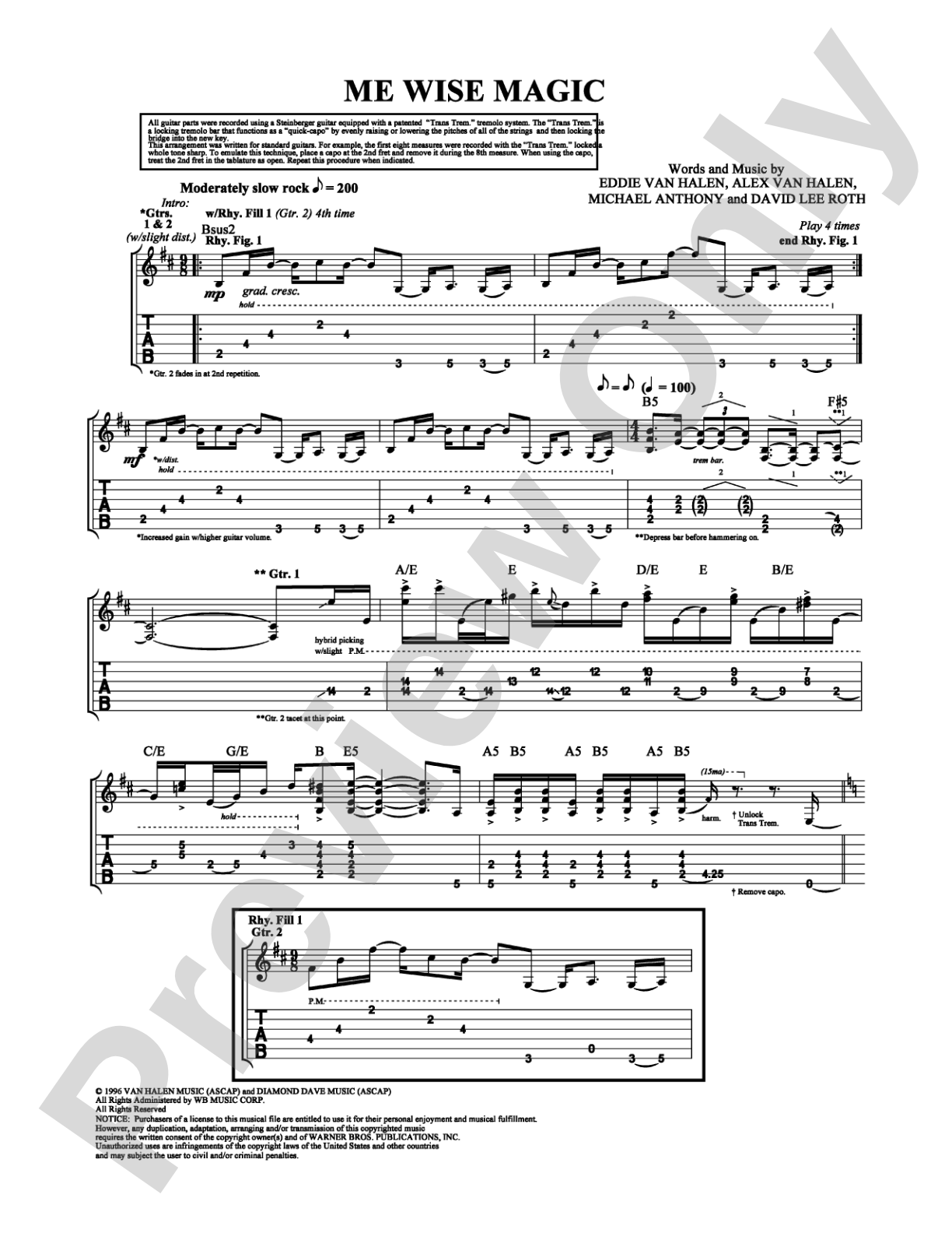 Me Wise Magic: Guitar TAB Digital Sheet Music