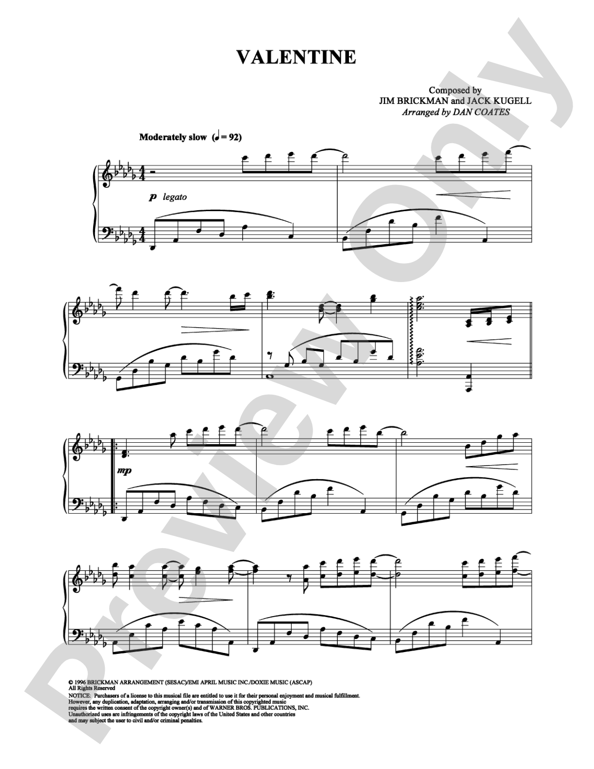 Valentine: Piano Digital Sheet Music