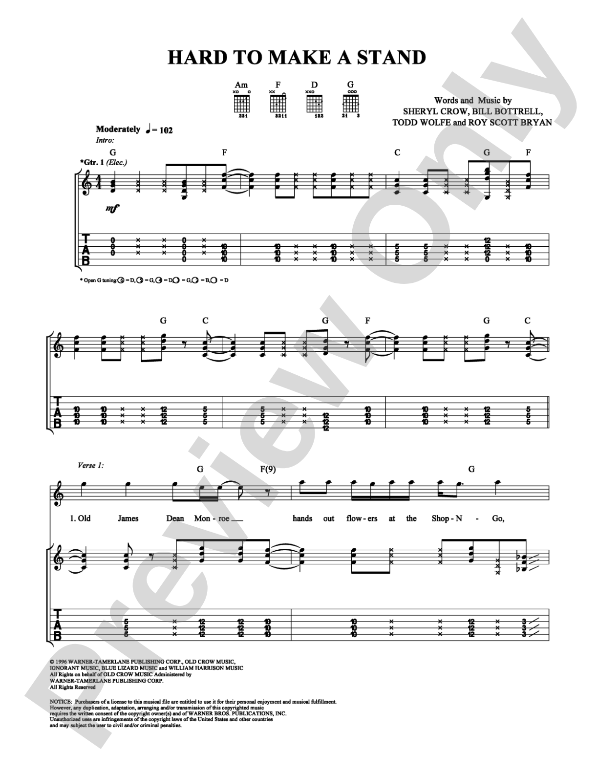 Hard to Make a Stand: Guitar TAB Digital Sheet Music