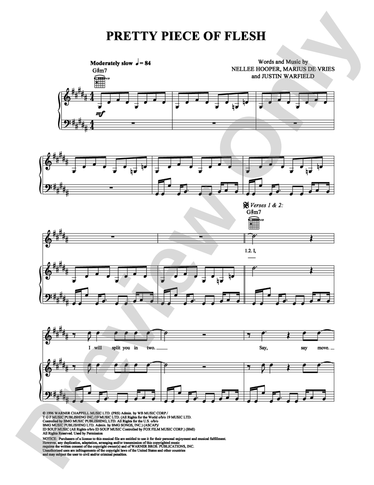 Pretty Piece Of Flesh: Piano/Vocal/Chords Digital Sheet Music