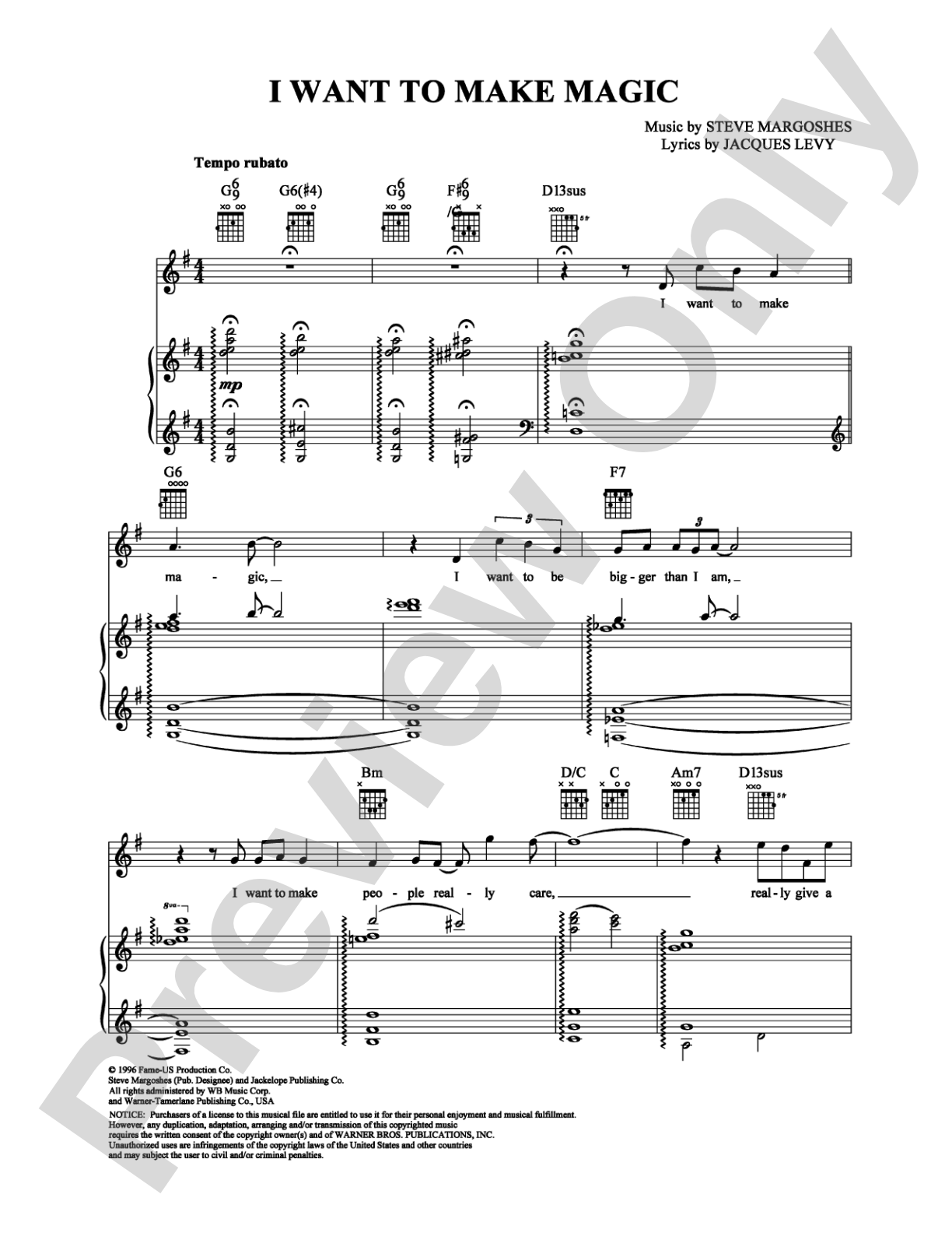 I Want to Make Magic: Piano/Vocal/Chords Digital Sheet Music