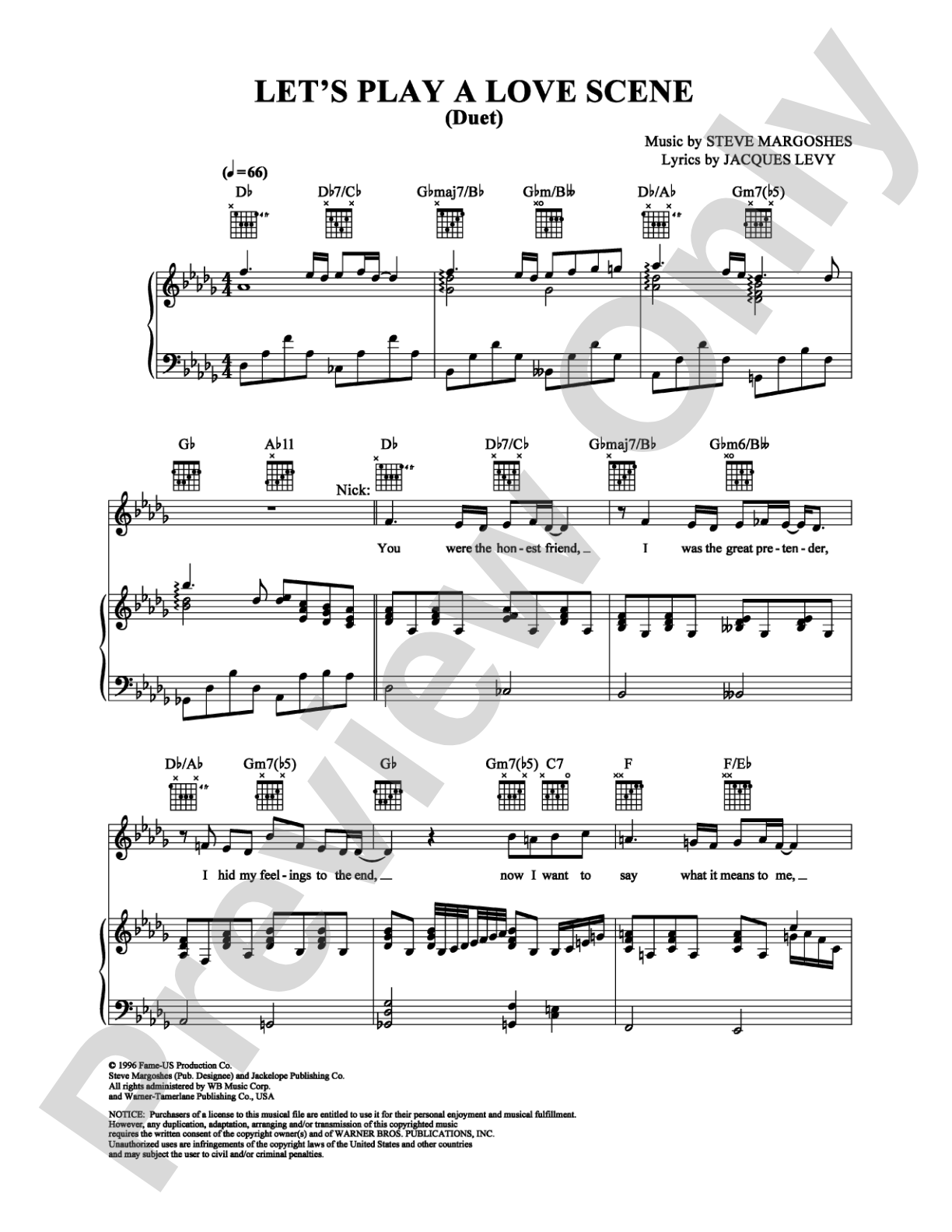 Let's Play a Love Scene (Duet): Piano/Vocal/Chords Digital Sheet Music