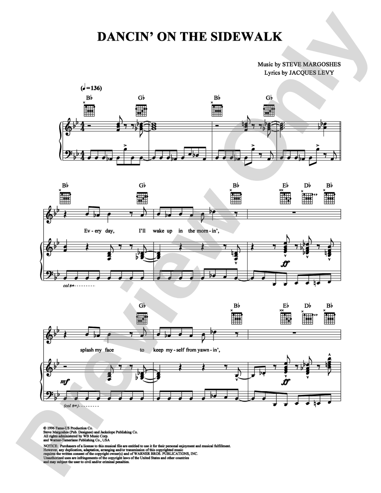 Dancin' on the Sidewalk: Piano/Vocal/Chords Digital Sheet Music
