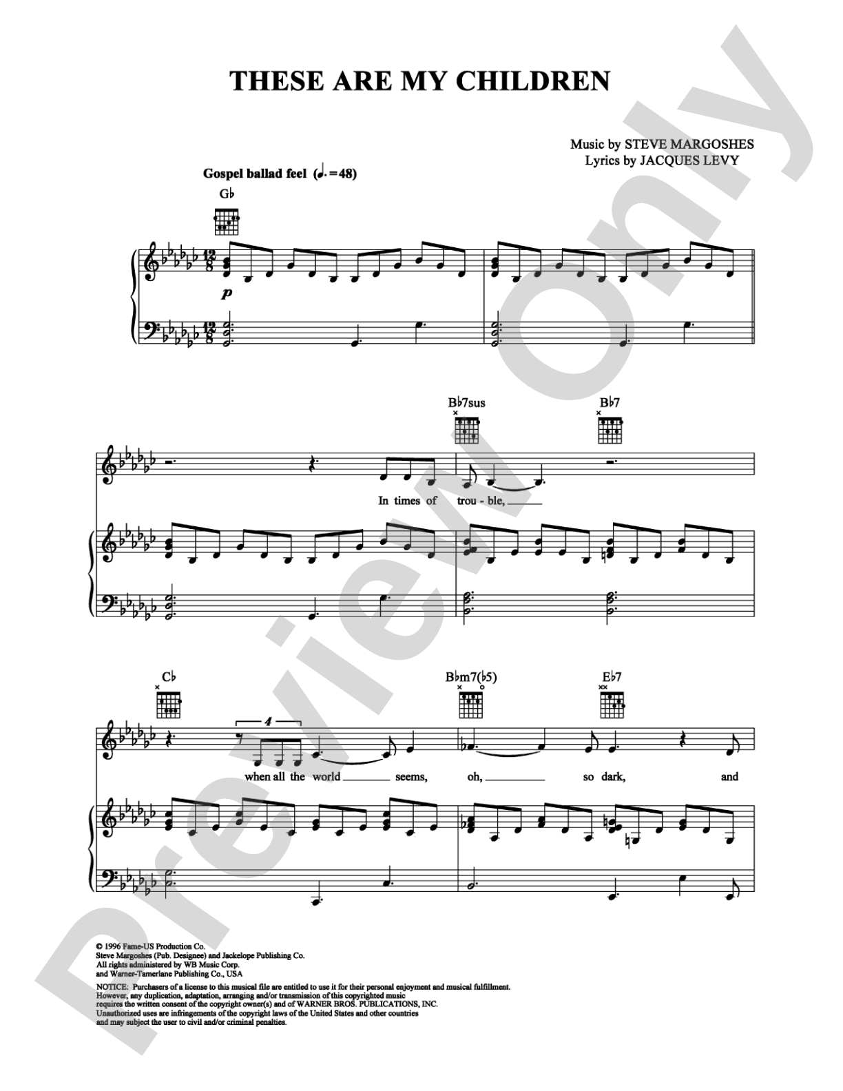These Are My Children: Piano/Vocal/Chords Digital Sheet Music