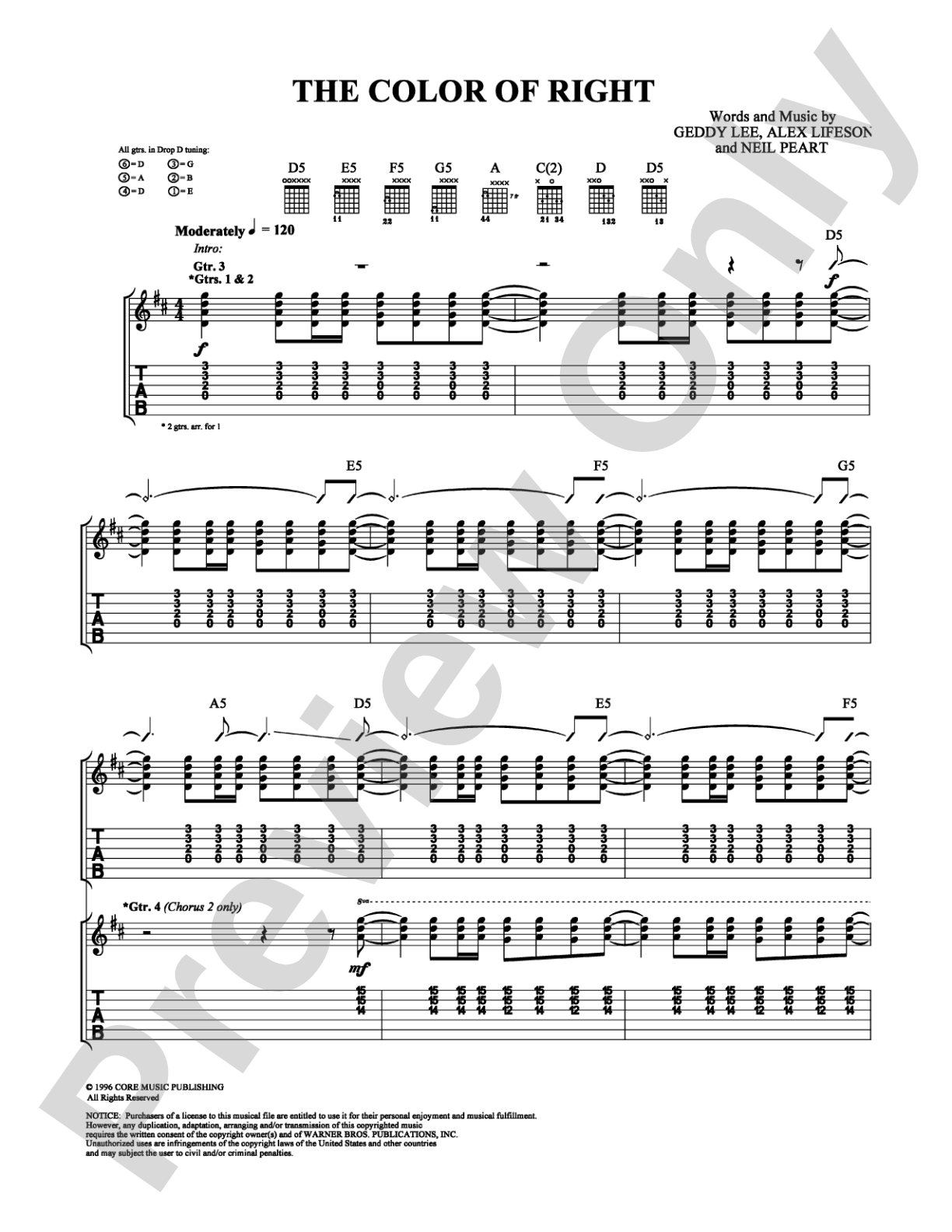 The Color of Right: Guitar TAB Digital Sheet Music