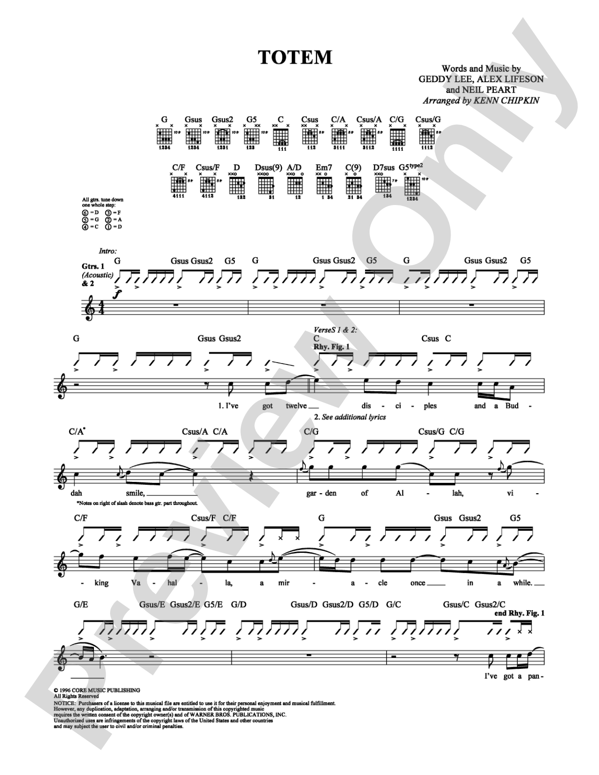 Totem: Guitar TAB Digital Sheet Music