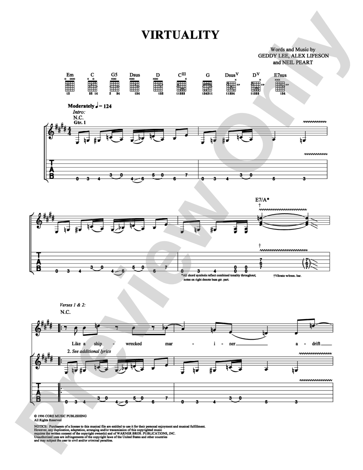 Virtuality: Guitar TAB Digital Sheet Music