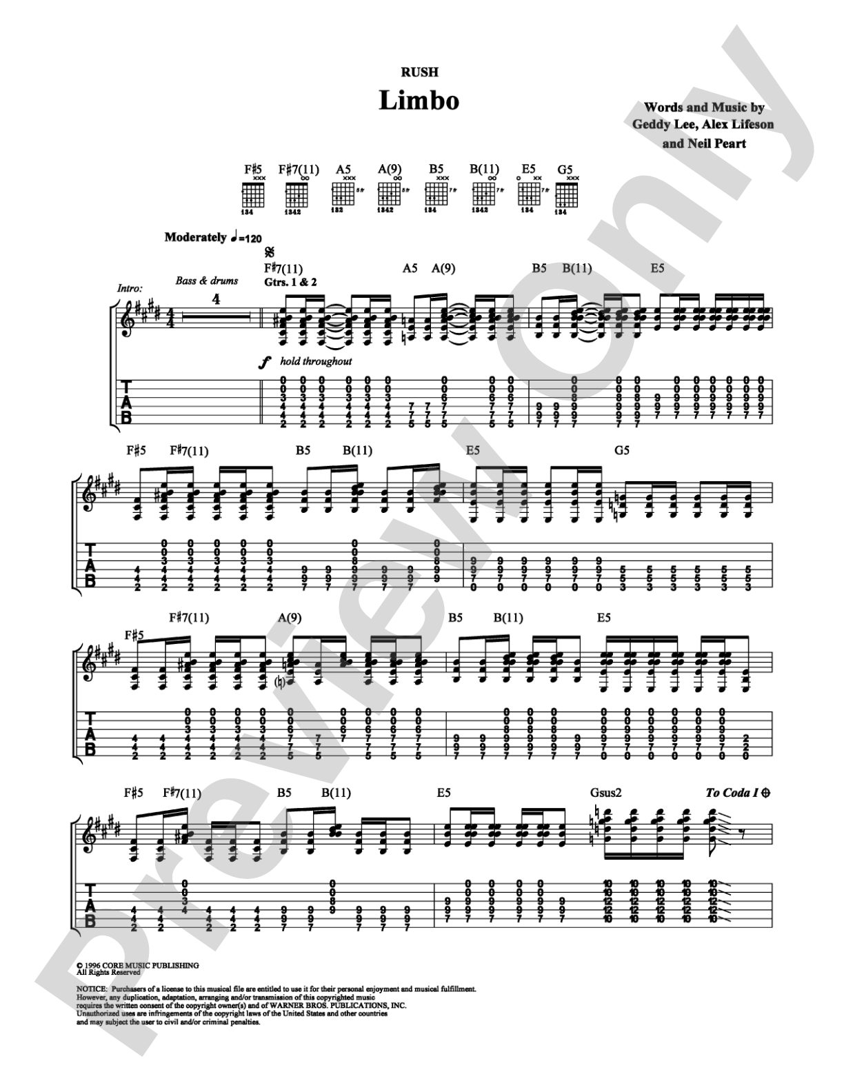 Limbo: Guitar TAB Digital Sheet Music
