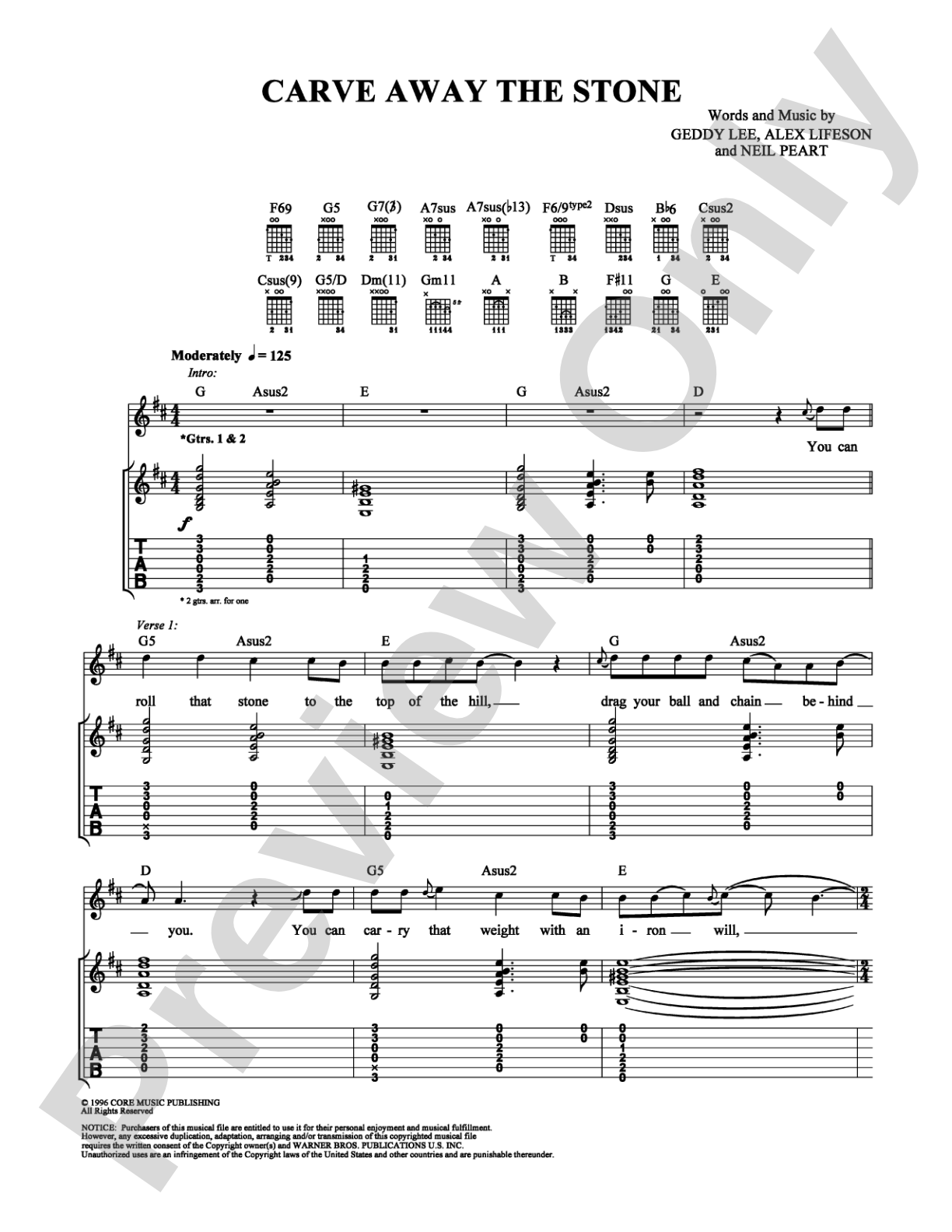 Carve Away The Stone: Guitar TAB Digital Sheet Music