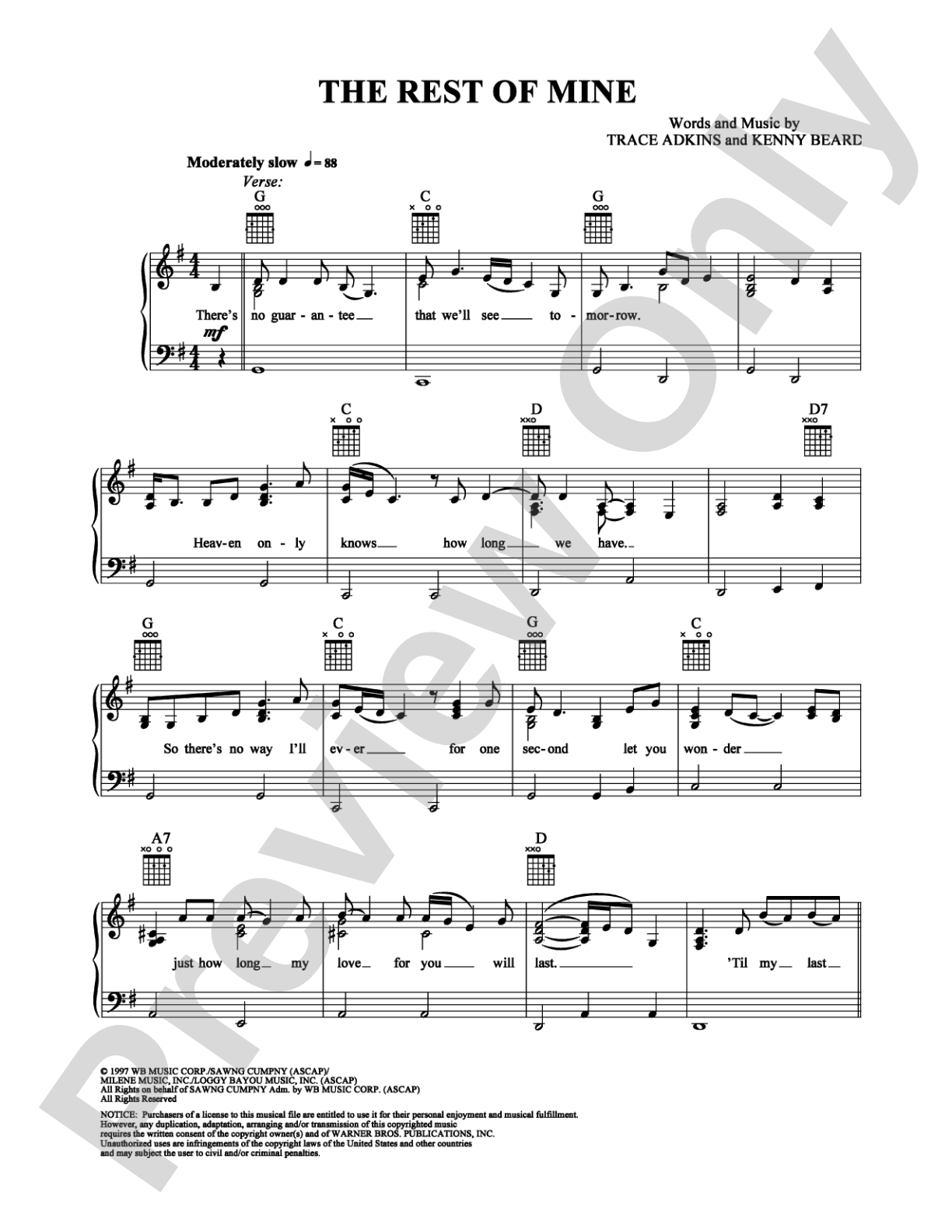 The Rest of Mine: Piano/Vocal/Chords Digital Sheet Music