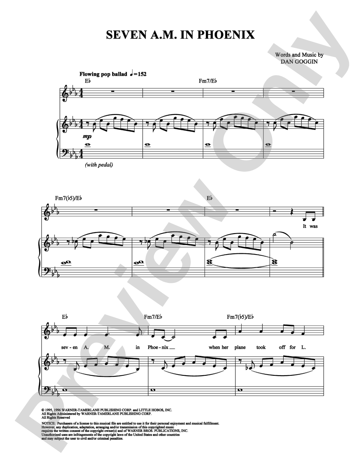 Seven A.M. in Phoenix: Piano/Vocal/Chords Digital Sheet Music