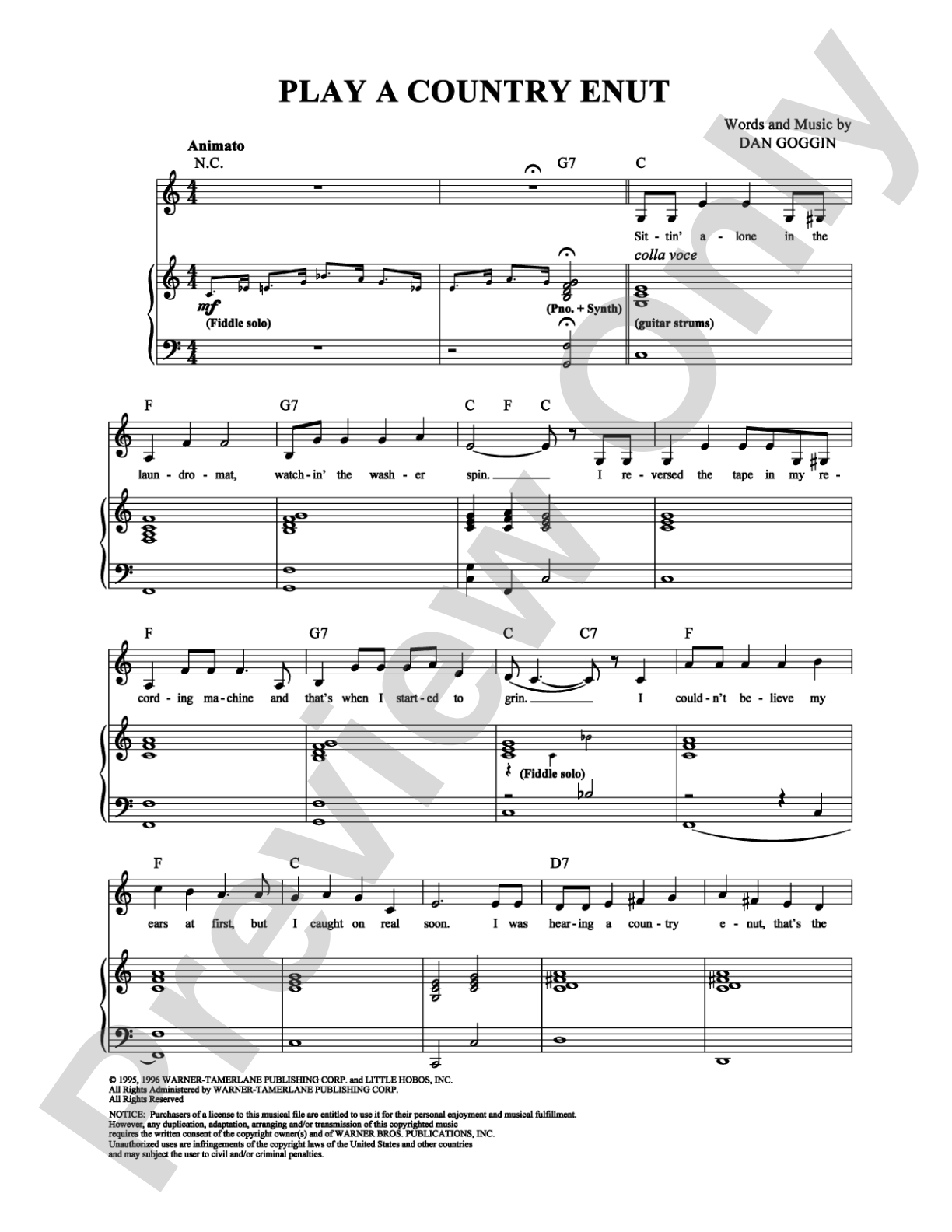 Play a Country Enut: Piano/Vocal/Chords Digital Sheet Music