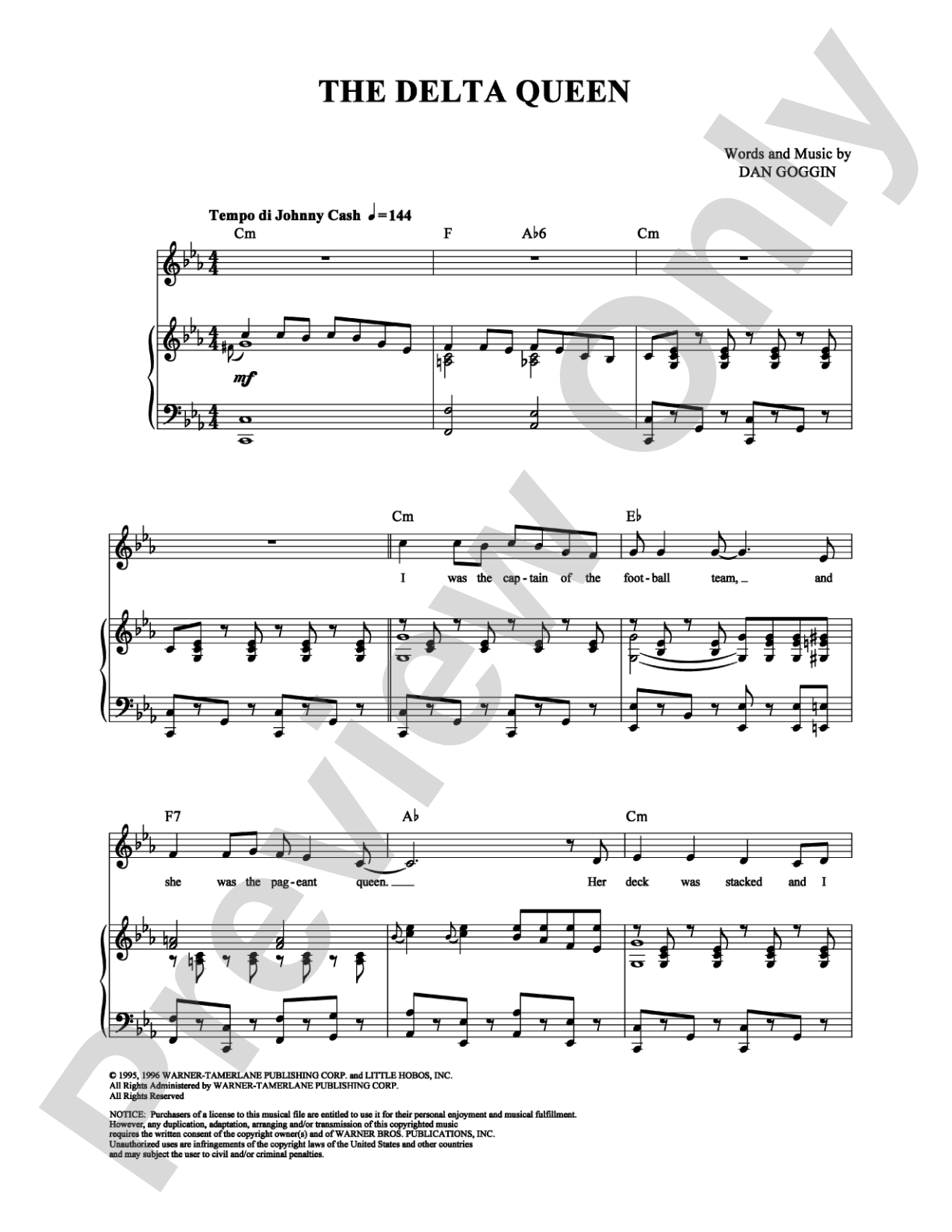 The Delta Queen: Piano/Vocal/Chords Digital Sheet Music