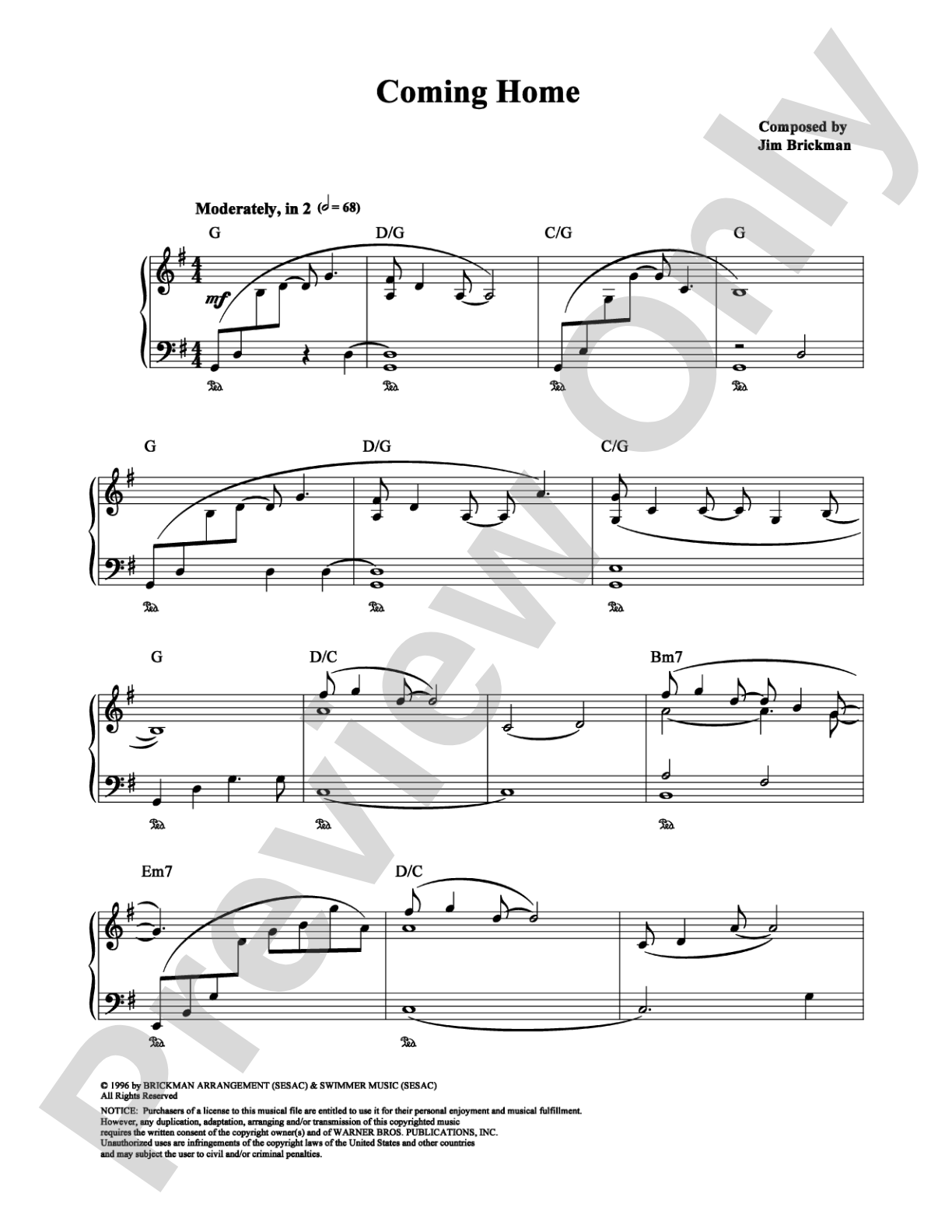 Coming Home: Piano Digital Sheet Music